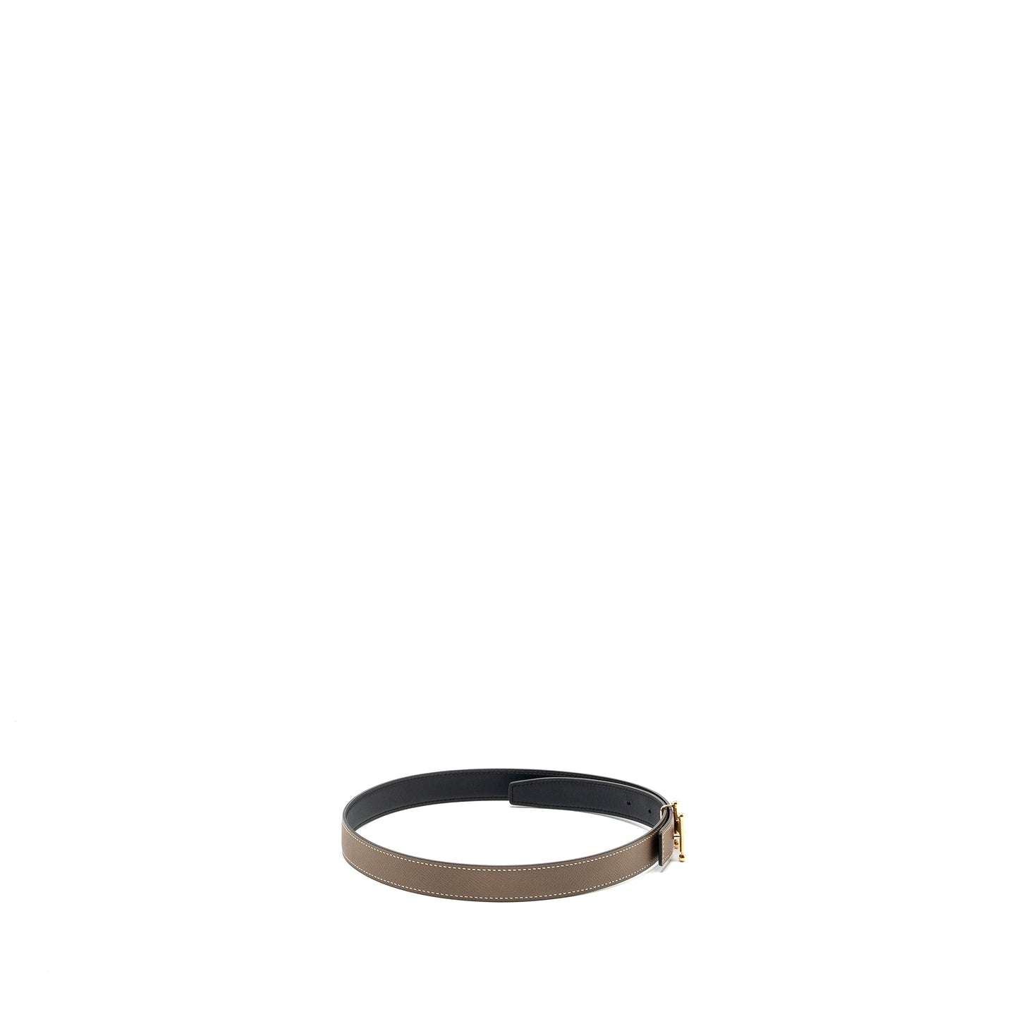 Hermes Size 75 Mors H Belt Buckle & 24mm Reversible Epsom/Swift Strap etoupe / black RGHW Stamp B