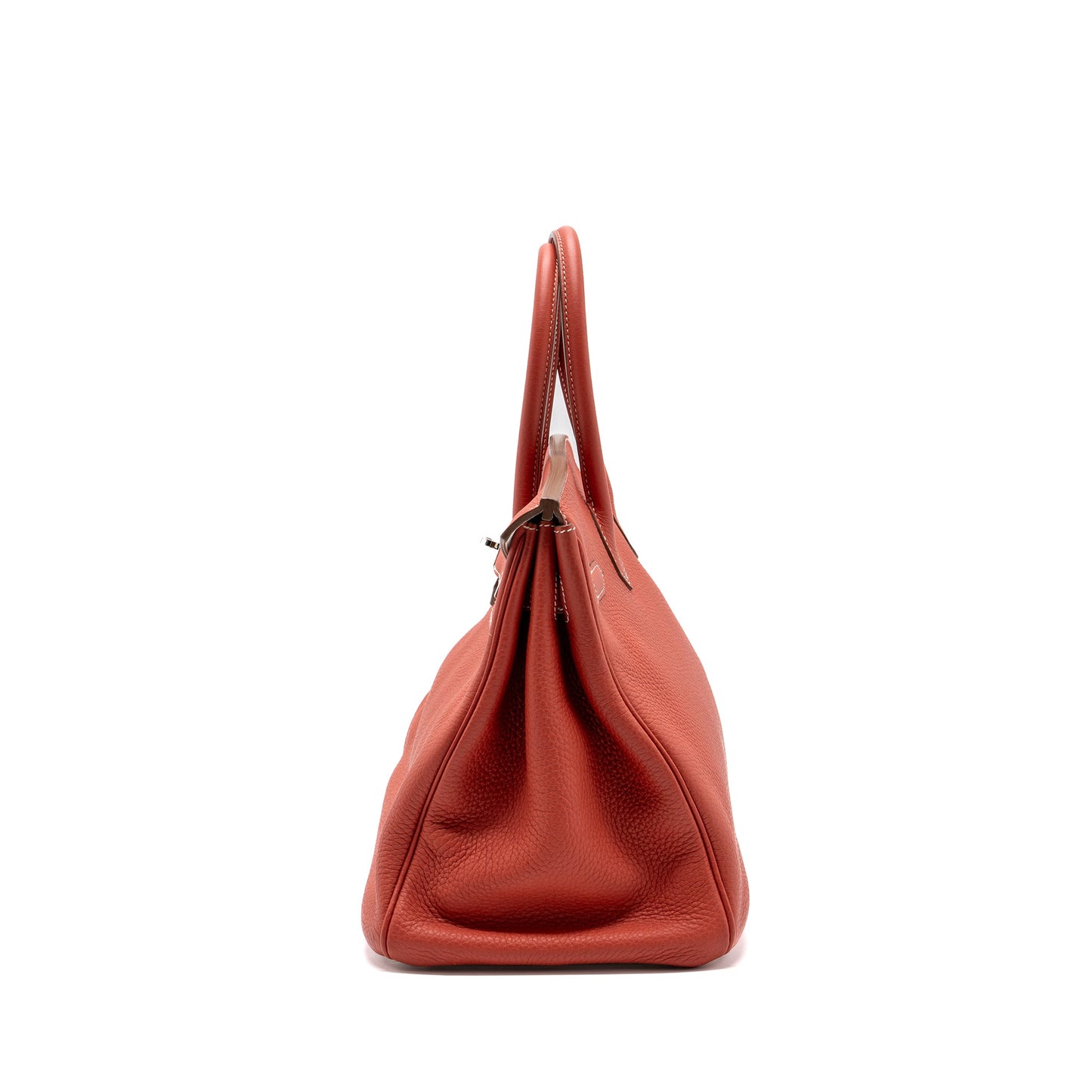 hermes birkin 35 togo sanguine / blanc SHW stamp square O