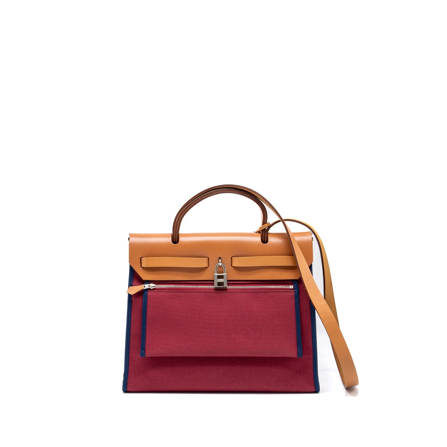 Hermes Herbag 31 Zip Bag Canvas/Hunter Leather Multicolour SHW Stamp Square R