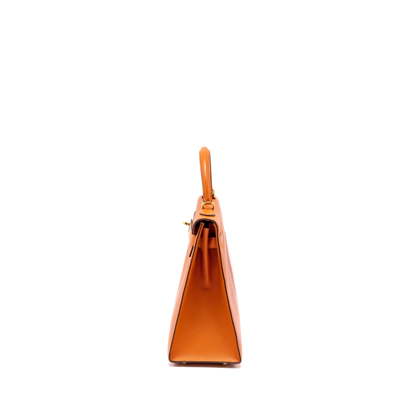 Hermes Kelly 32 Epsom Orange GHW Stamp Square Q