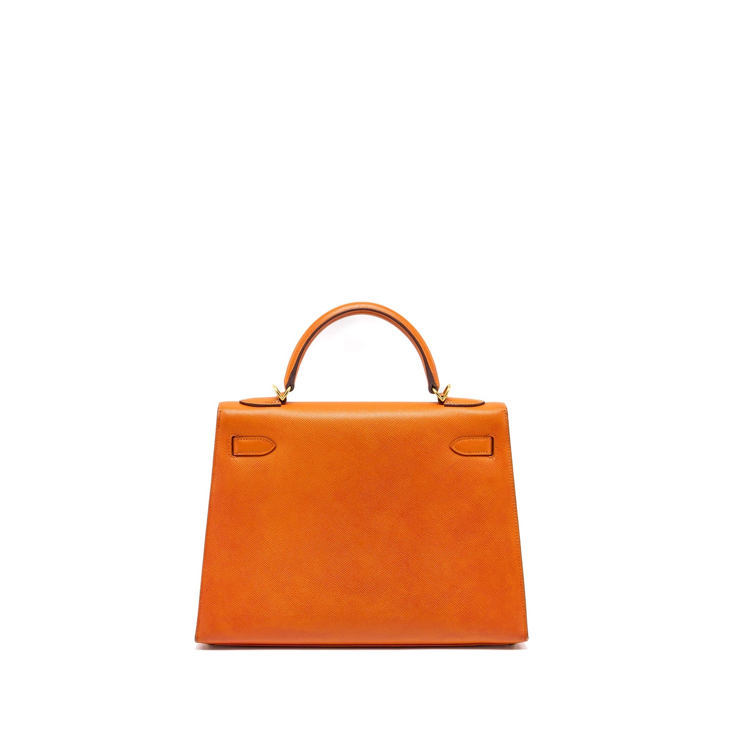 Hermes Kelly 32 Epsom Orange GHW Stamp Square Q