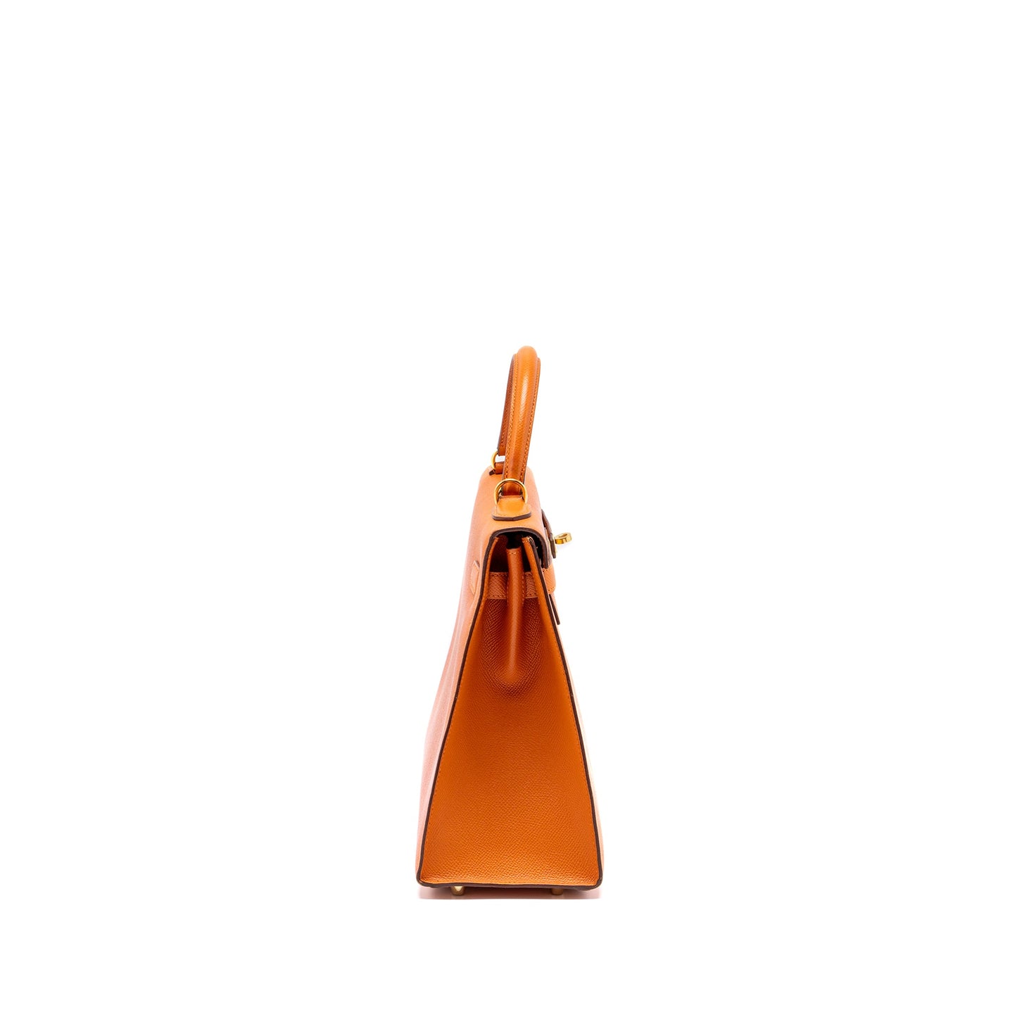 Hermes Kelly 32 Epsom Orange GHW Stamp Square Q