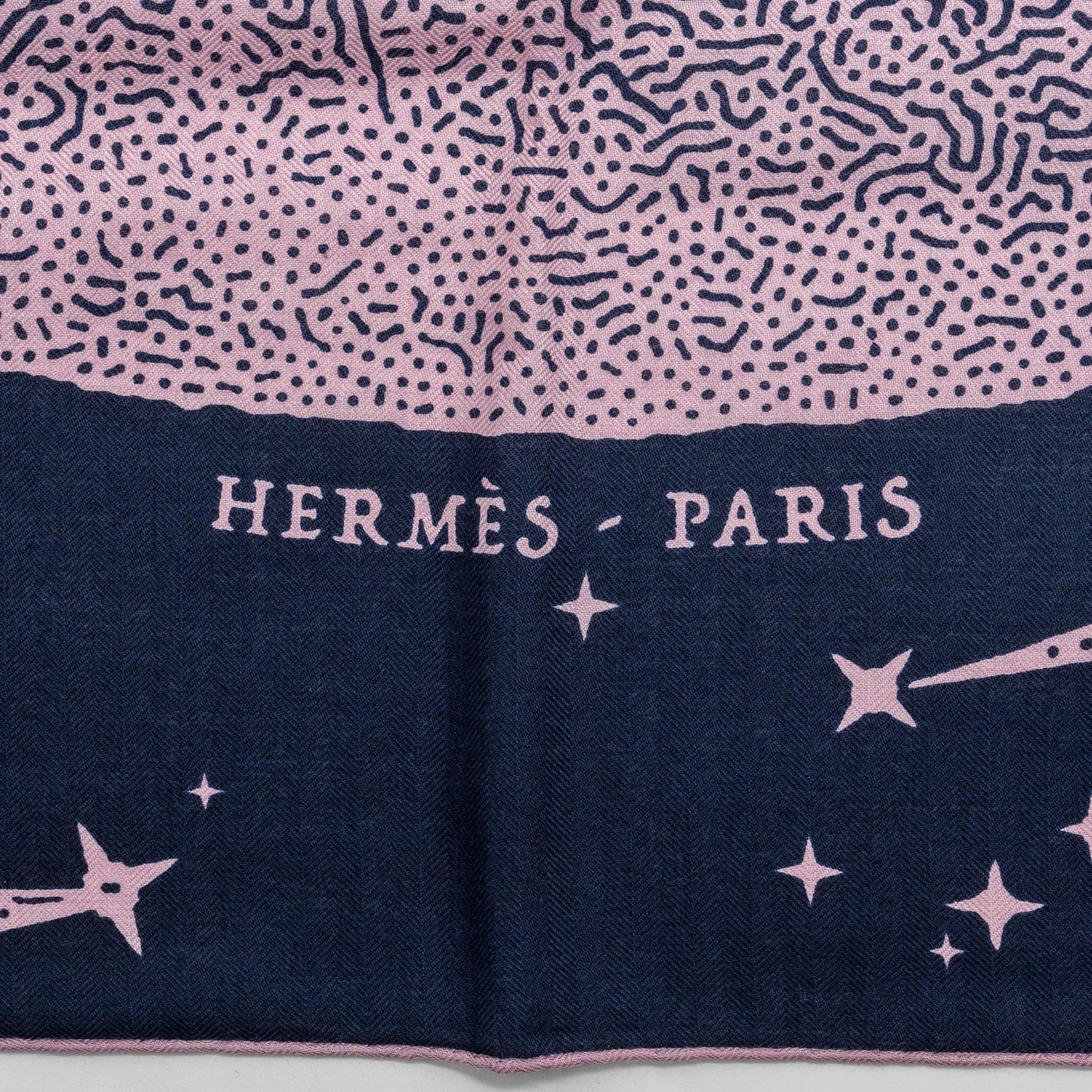 Hermes 140cm Claire de Lune Scarf cashmere / silk marine/ viex rose