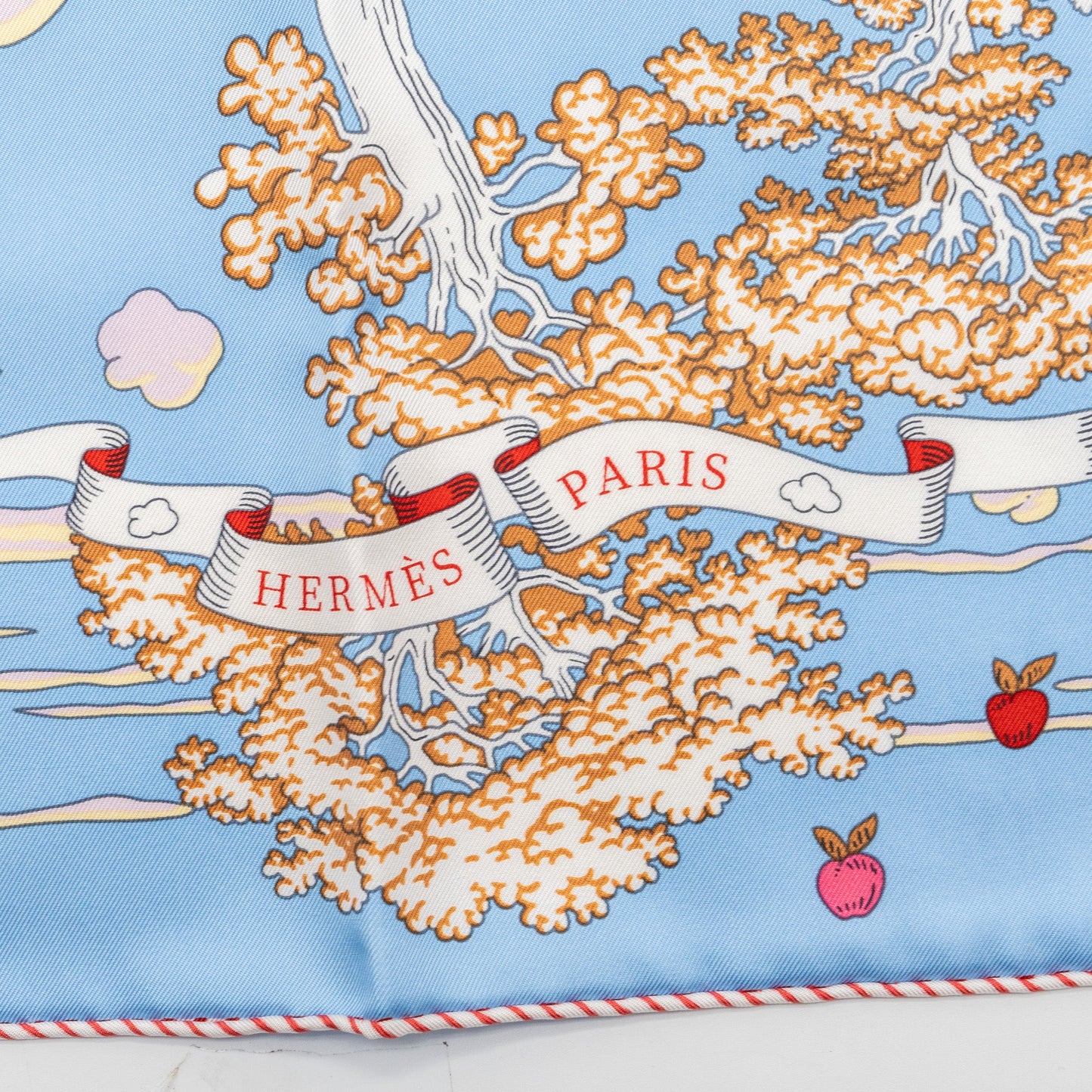Hermes 90cm Silk Scarf Sur Mon Nauge Bleu Ciel/Parme