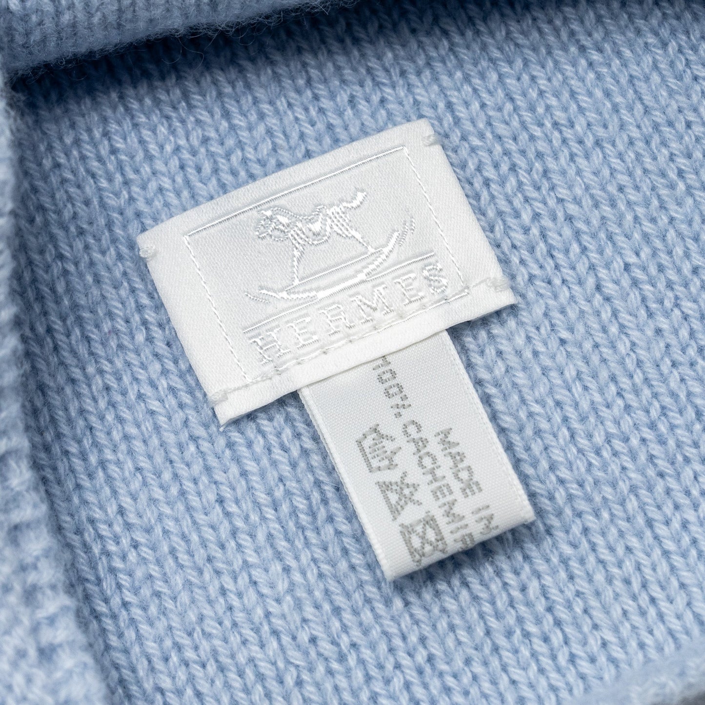 Hermes Baby Hat&Scarf Set Cashmere Light Blue