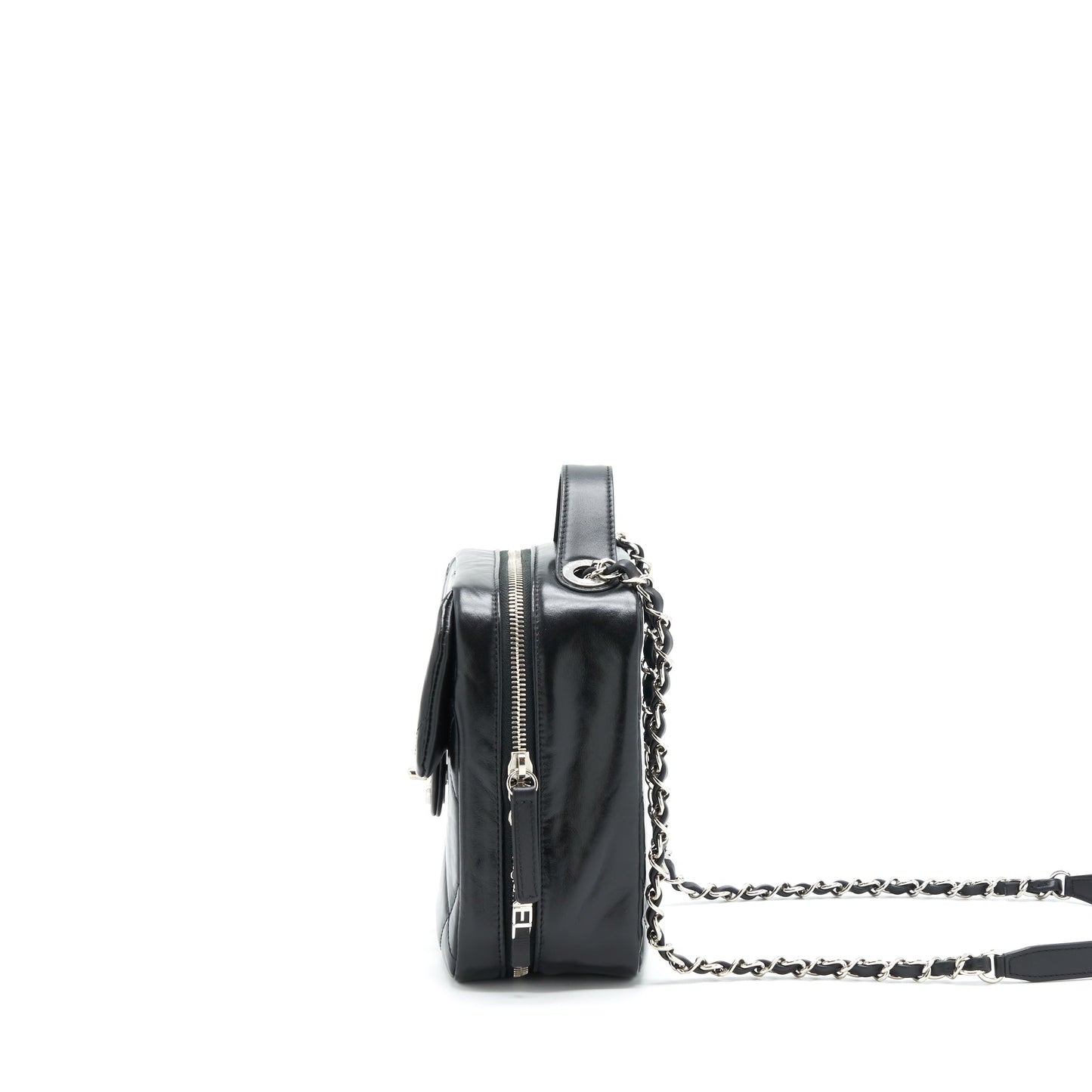 Chanel Quilted Vertical Top Handle Bag Calfskin Black SHW
