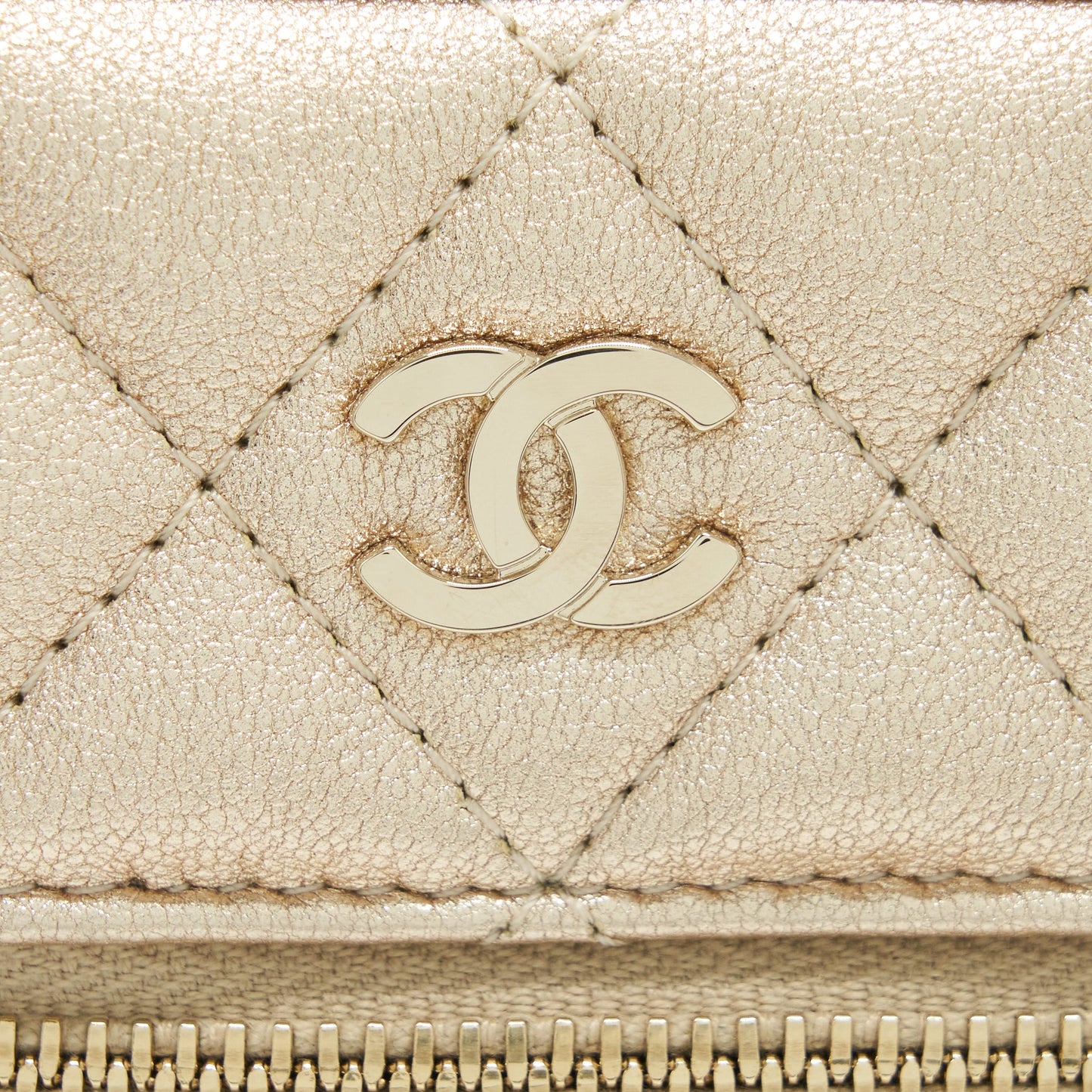 Chanel Classic Vanity Phone Holder With Chain Lambskin Gold GHW