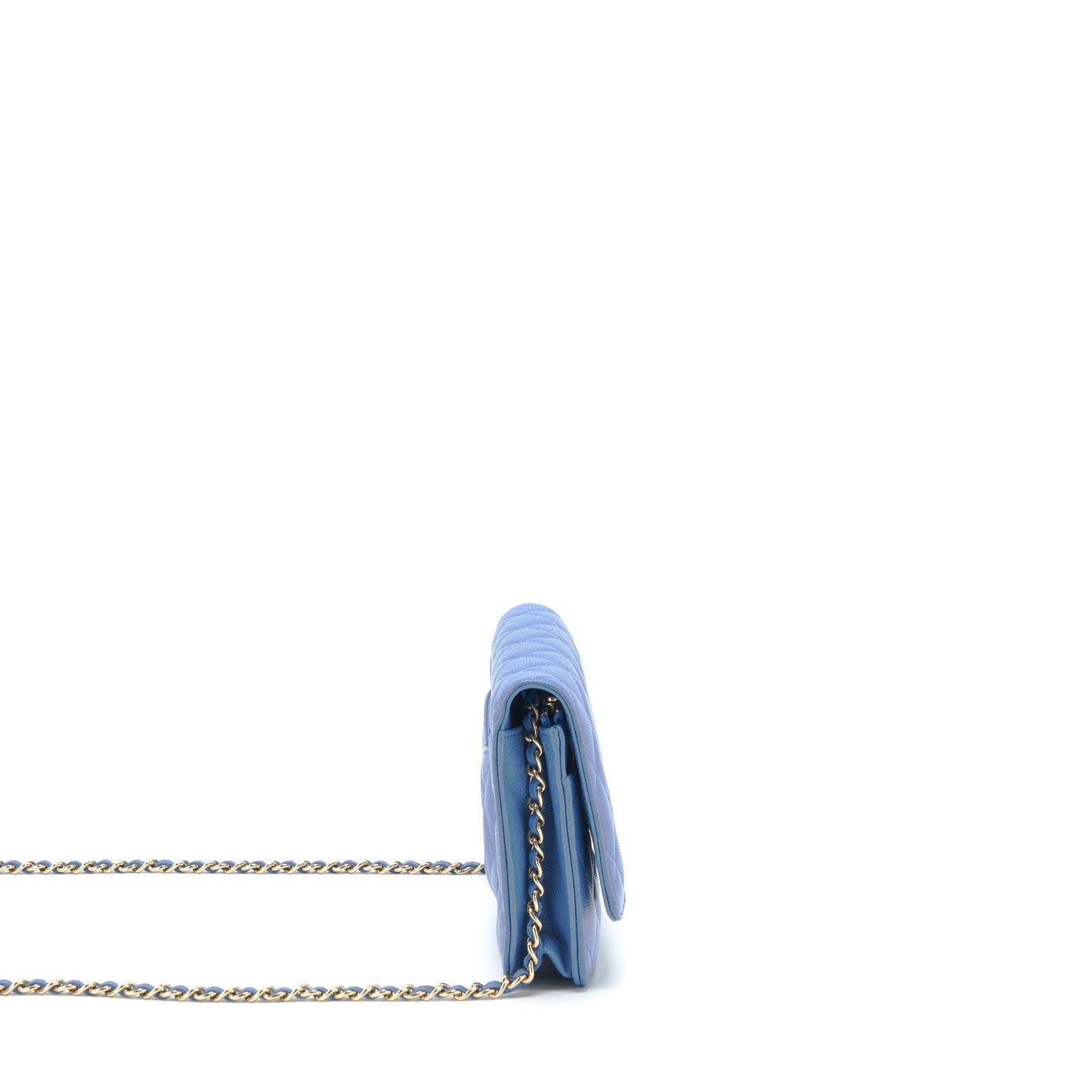 Chanel Classic Wallet On Chain Caviar Light Blue LGHW
