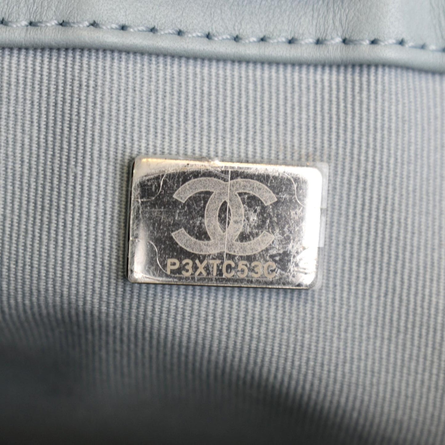 CHANEL Medium Boy Flap Quilted Leather Shoulder Bag Light Blue