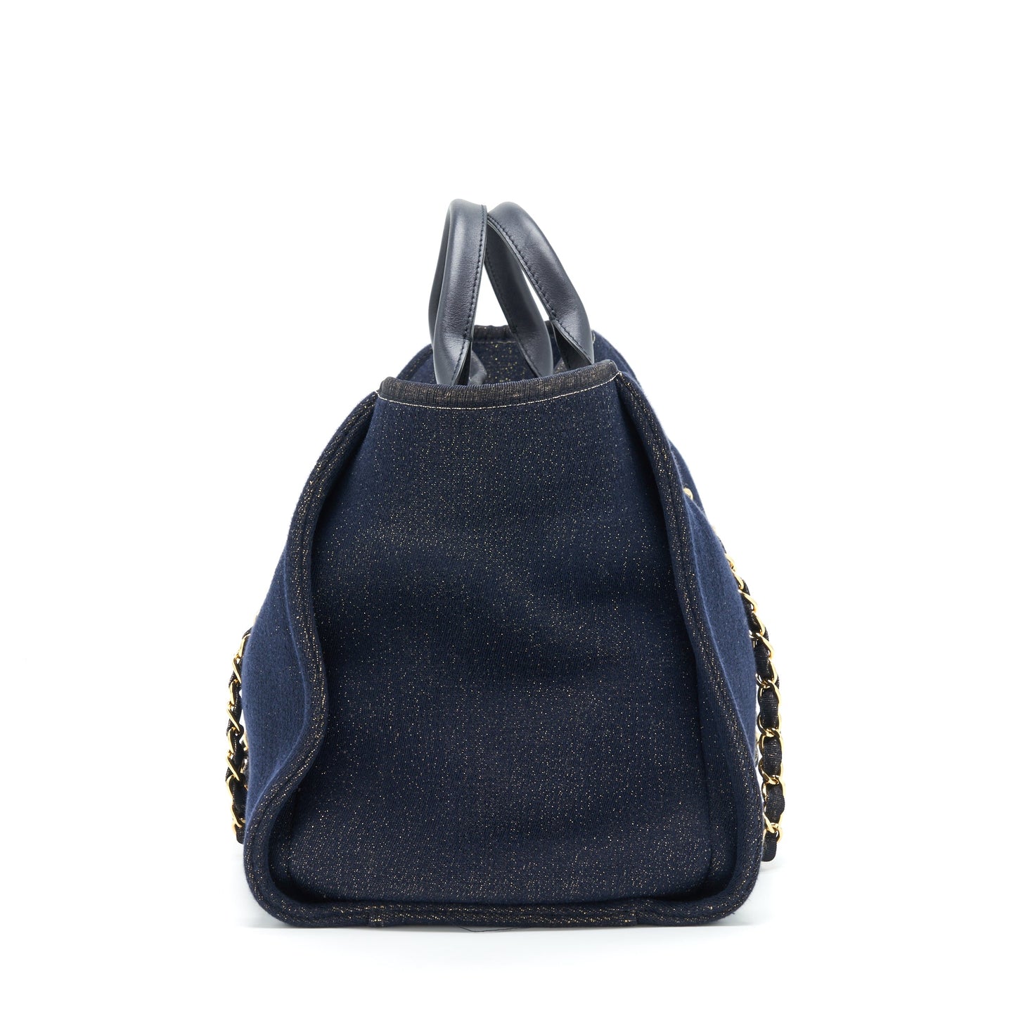 Chanel Deauville Tote Bag Denim Dark Blue/Gold GHW