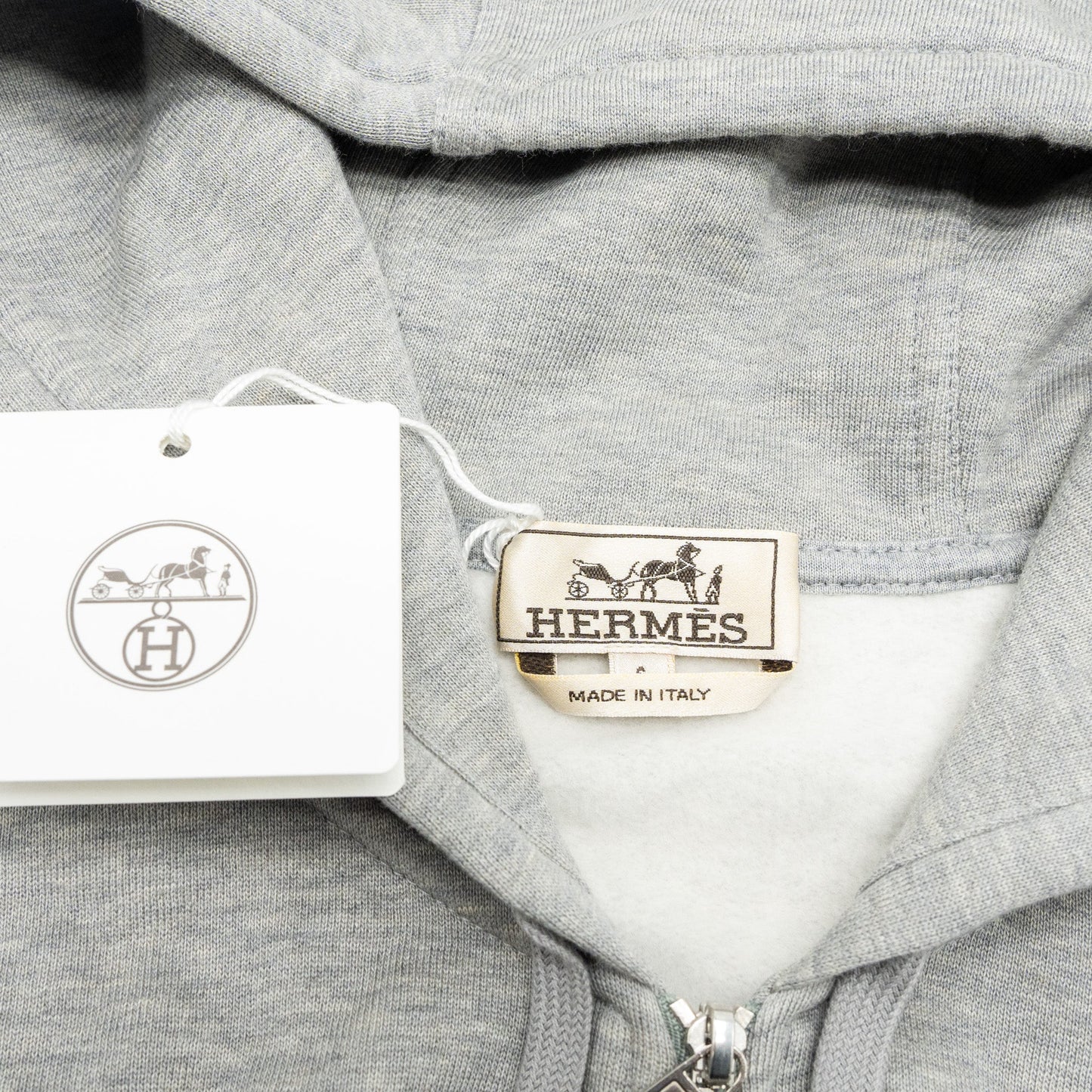 Hermes size S “run H” zipped hoodie grey/ black