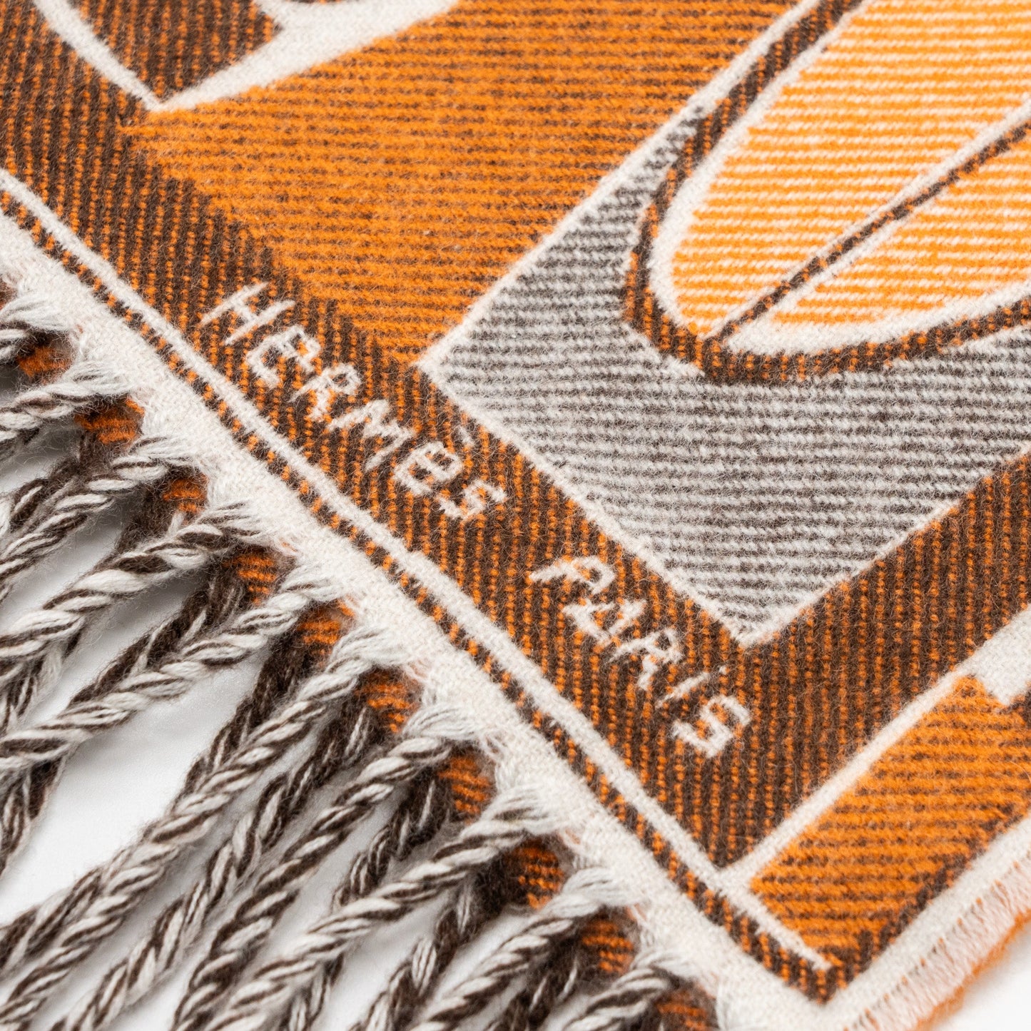 Hermes Sea, Surf and Fun Muffler Cashmere Orange/Brun/Ivoire