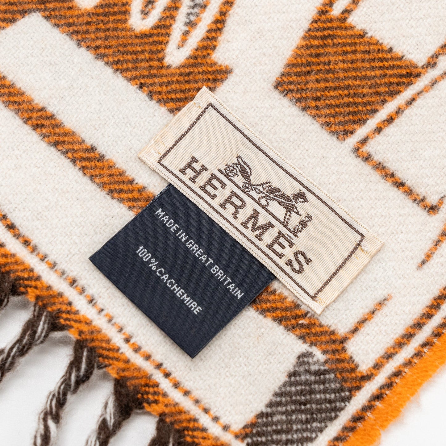 Hermes Sea, Surf and Fun Muffler Cashmere Orange/Brun/Ivoire