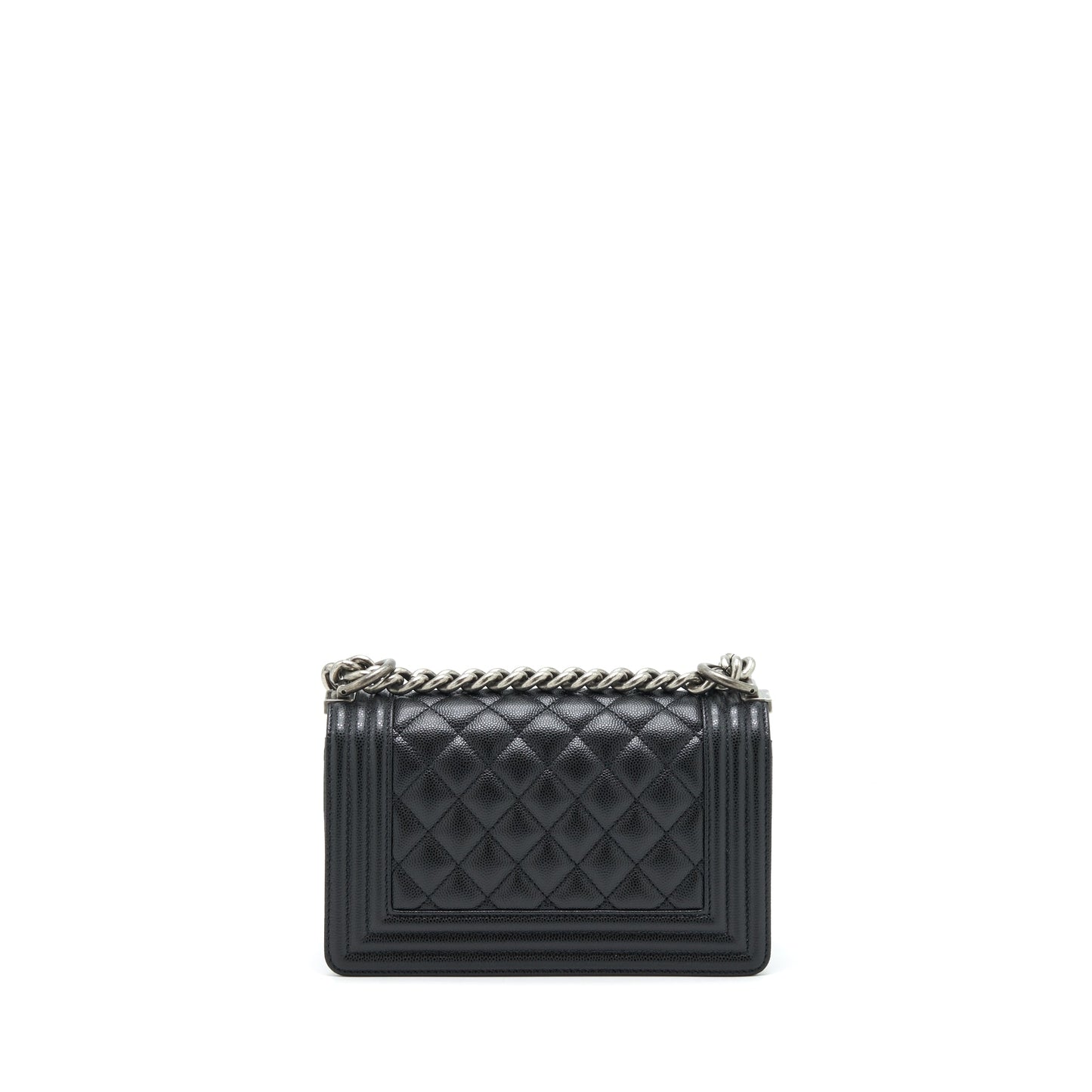 Chanel Small Boy Bag Caviar Black Ruthenium Sliver Hardware (Microchip)