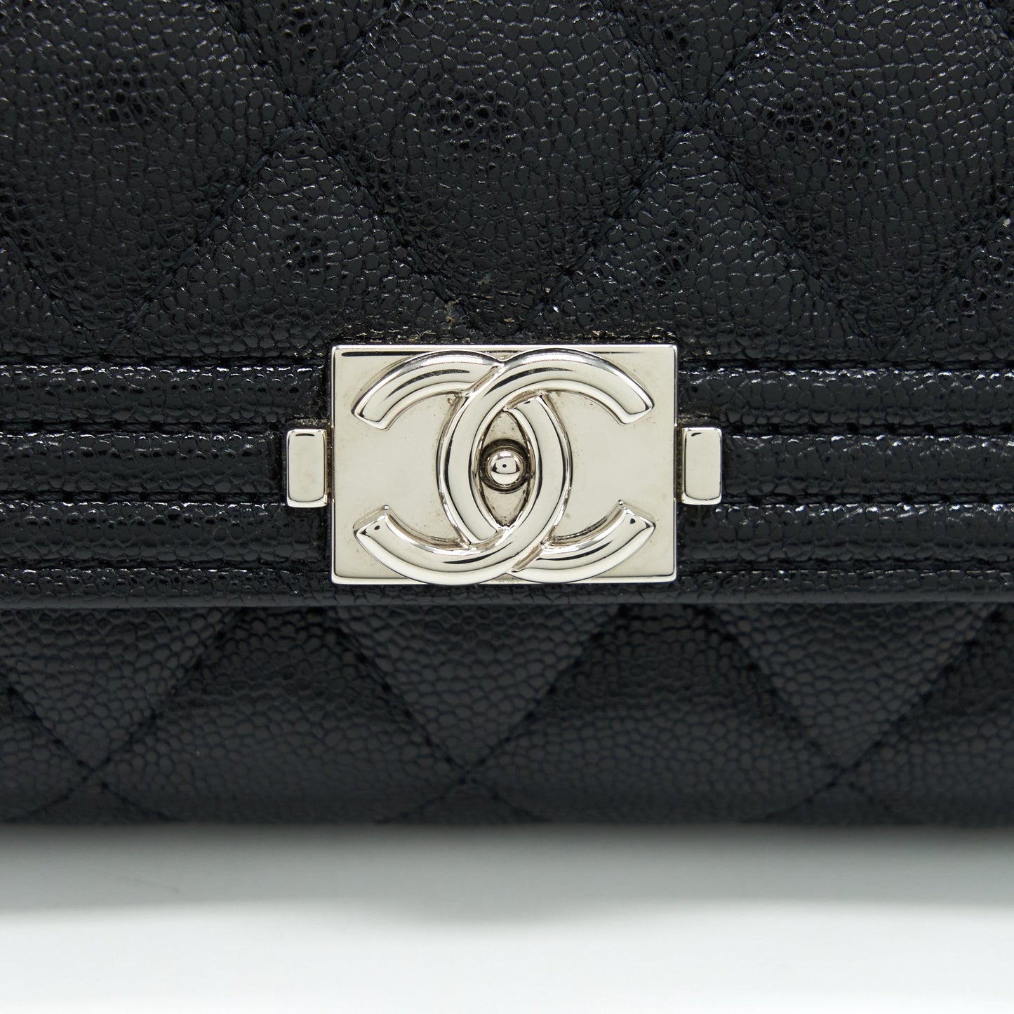 Chanel Boy Card Holder Caviar Black SHW