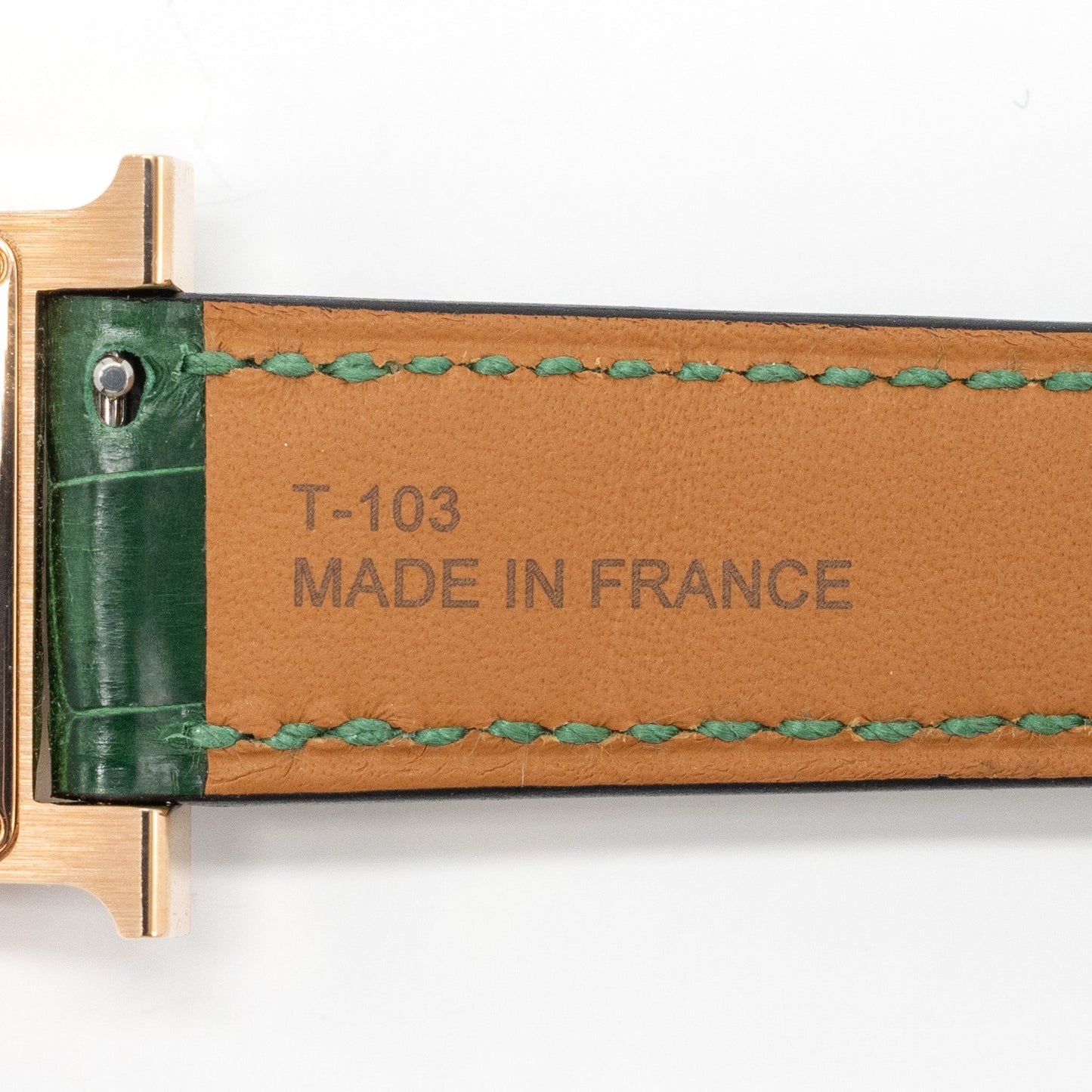 Hermes Heure Watch small model rose gold with diamonds green dial