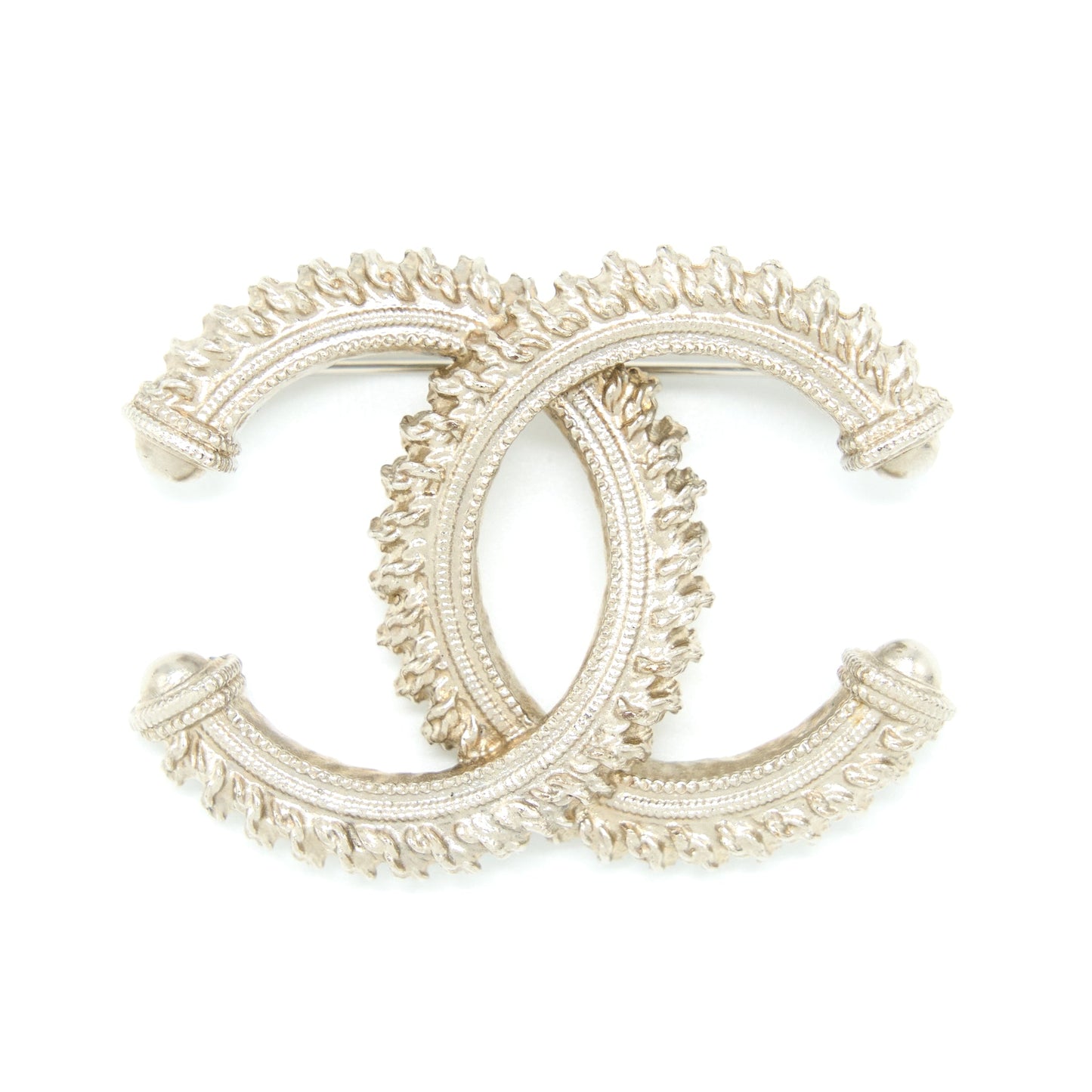 Chanel CC Logo Brooch Brushed Light Gold Tone
