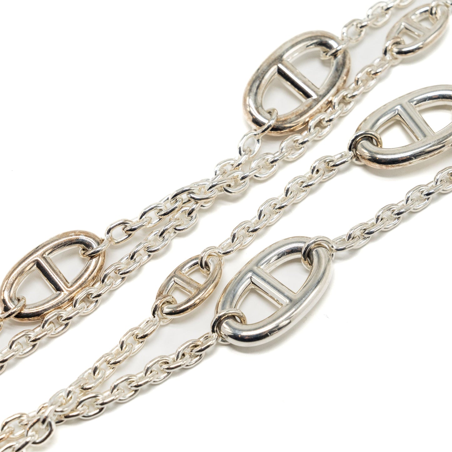 Hermes 160cm farandole long necklace silver tone