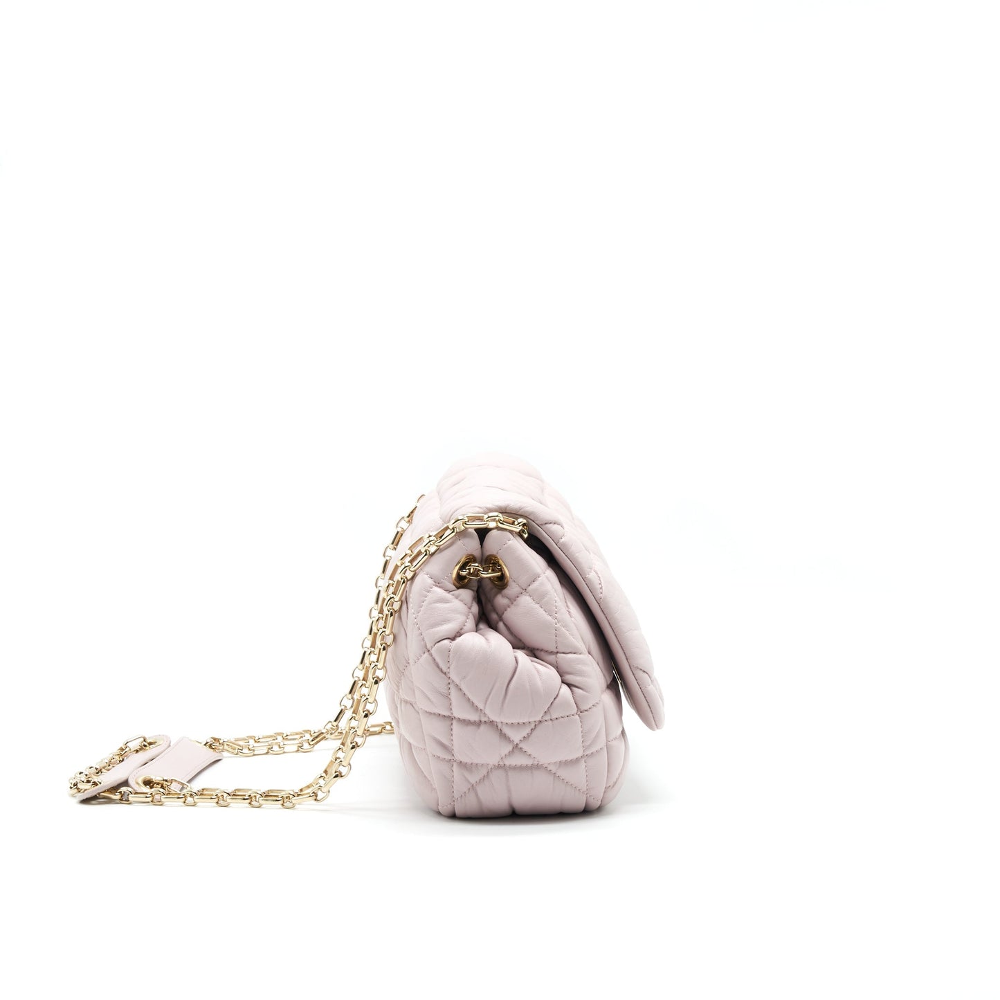 CHRISTIAN DIOR CANNAGE LEATHER FLAP BAG IN LIGHT PINK