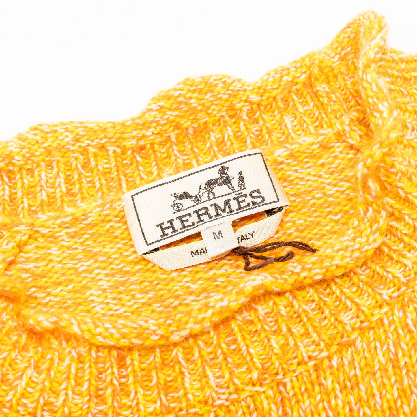 Hermes size m mouline ombre long sleeve crewneck sweater cashmere orange/pink