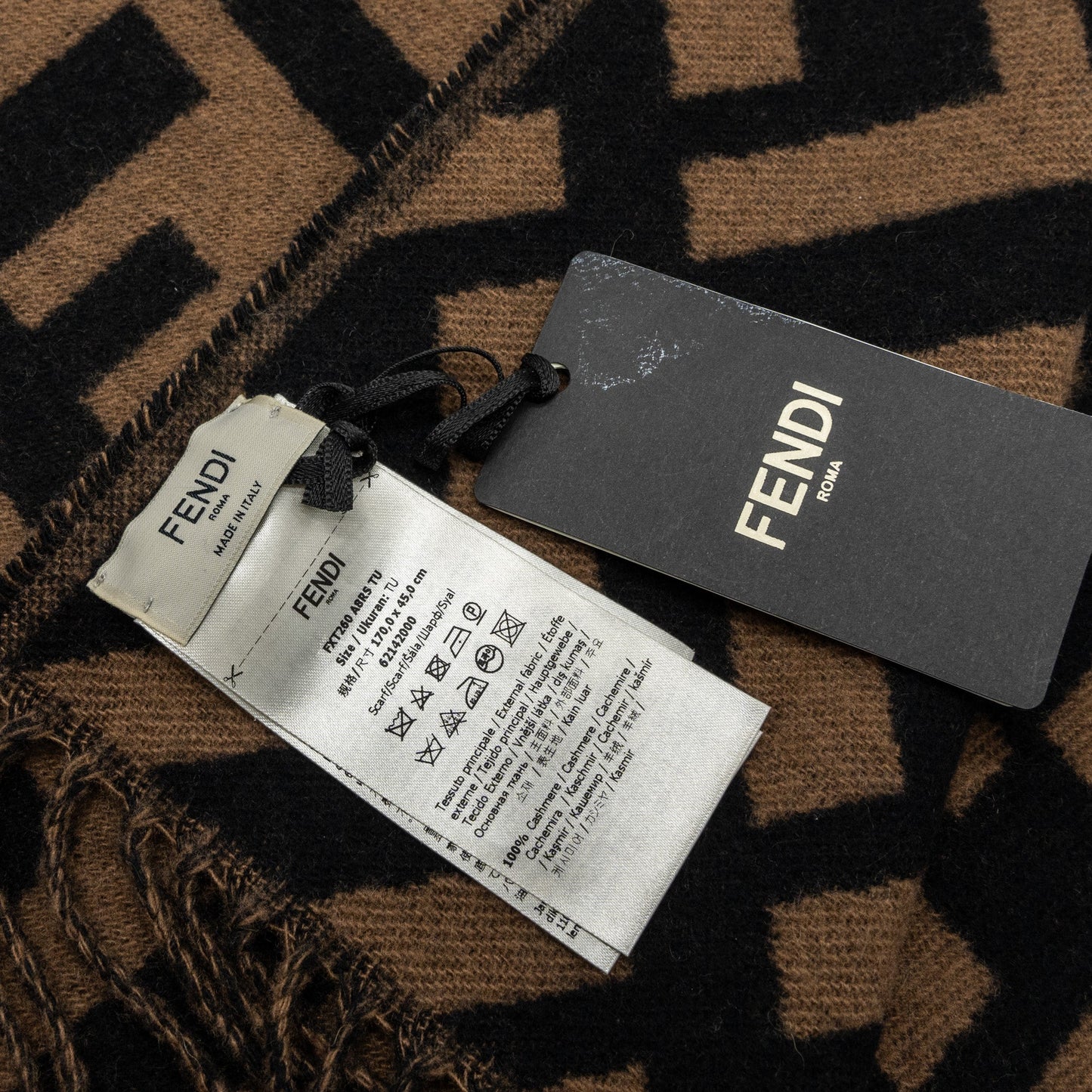 Fendi FF Scarf Cashmere Brown/ Black
