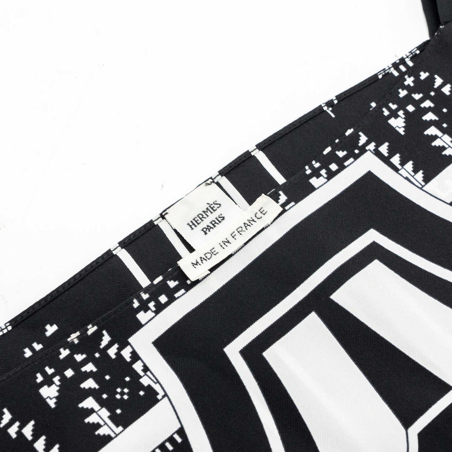 Hermes size 34 silk dress tunique belted black/ white