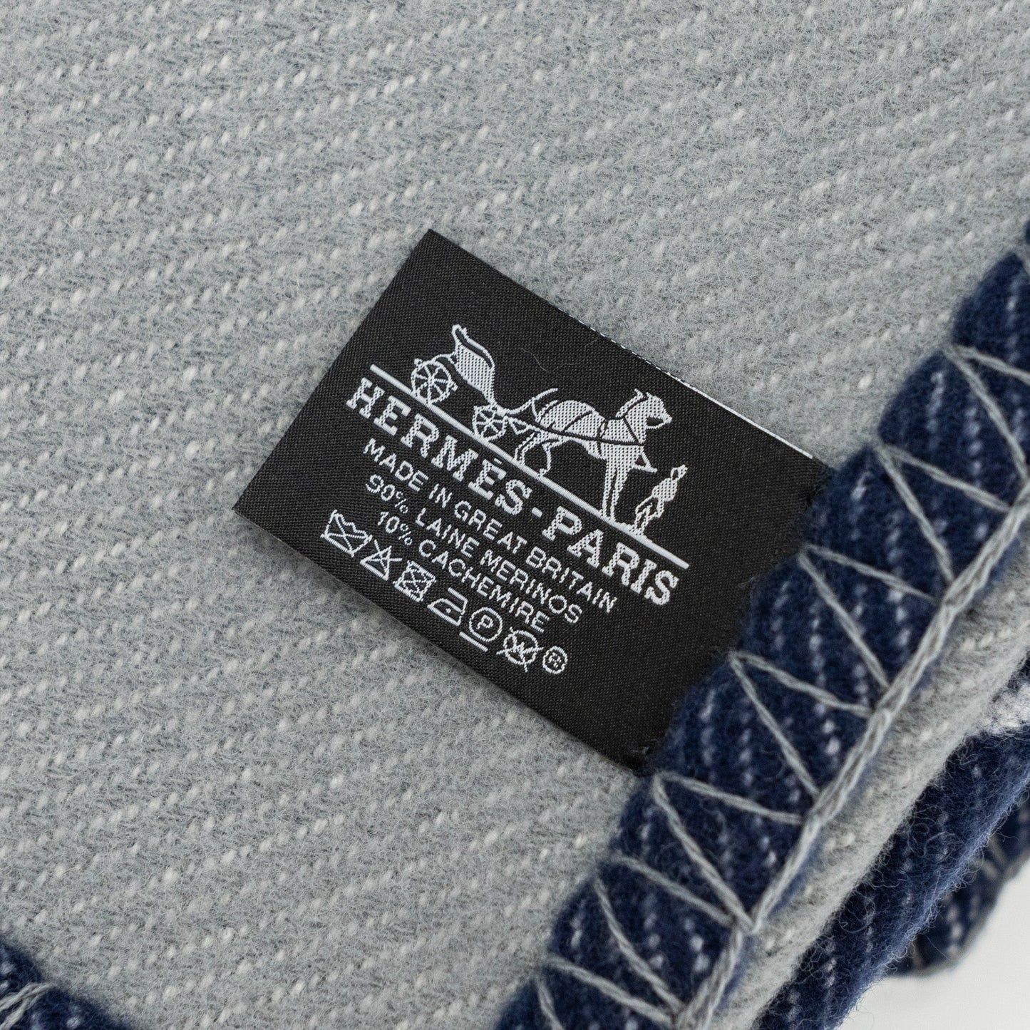 Hermes H Riviera blanket wool / cashmere marine Multicolour