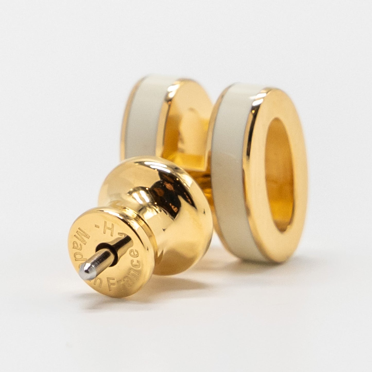 Hermes Mini Pop H Earrings Blanc GHW