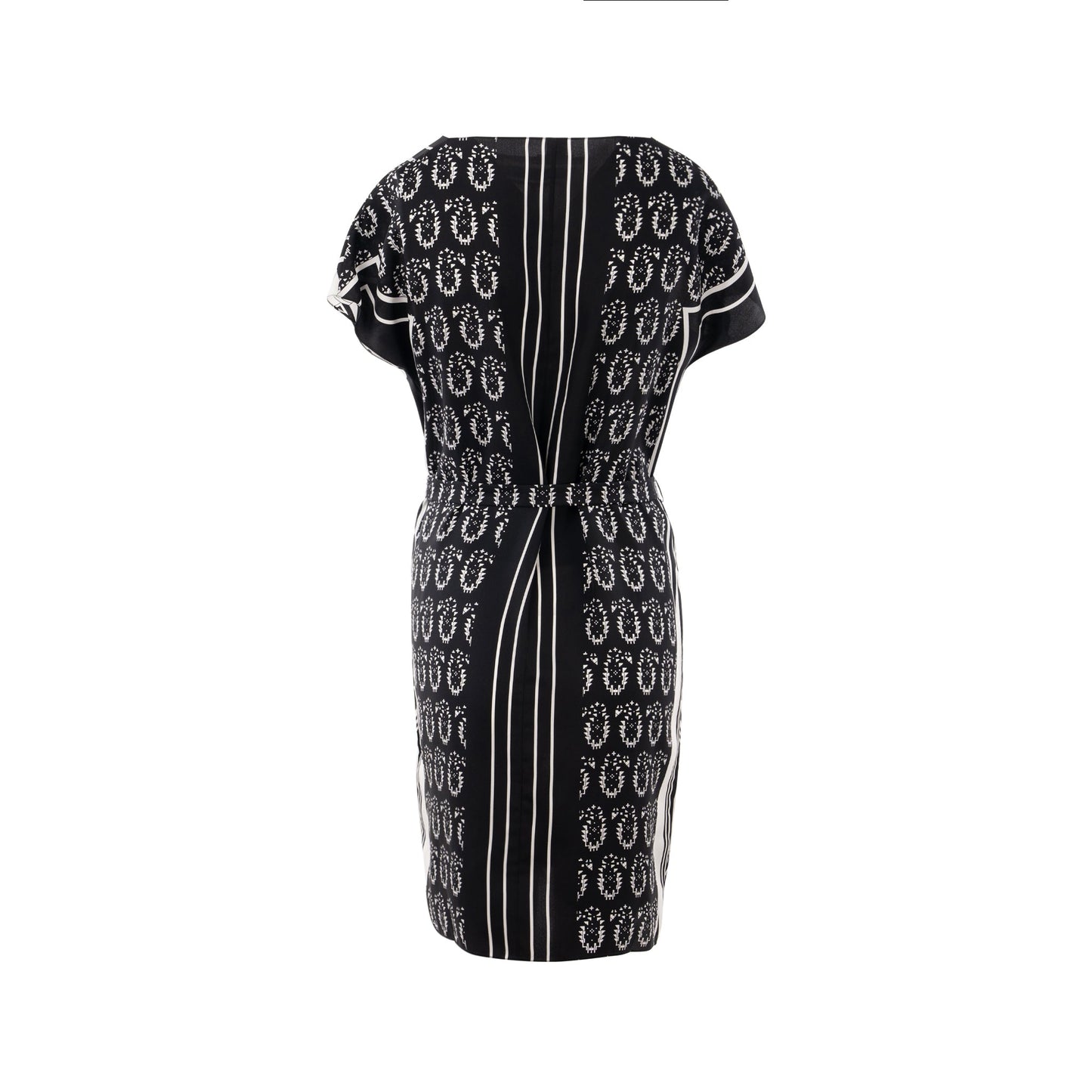 Hermes size 34 silk dress tunique belted black/ white