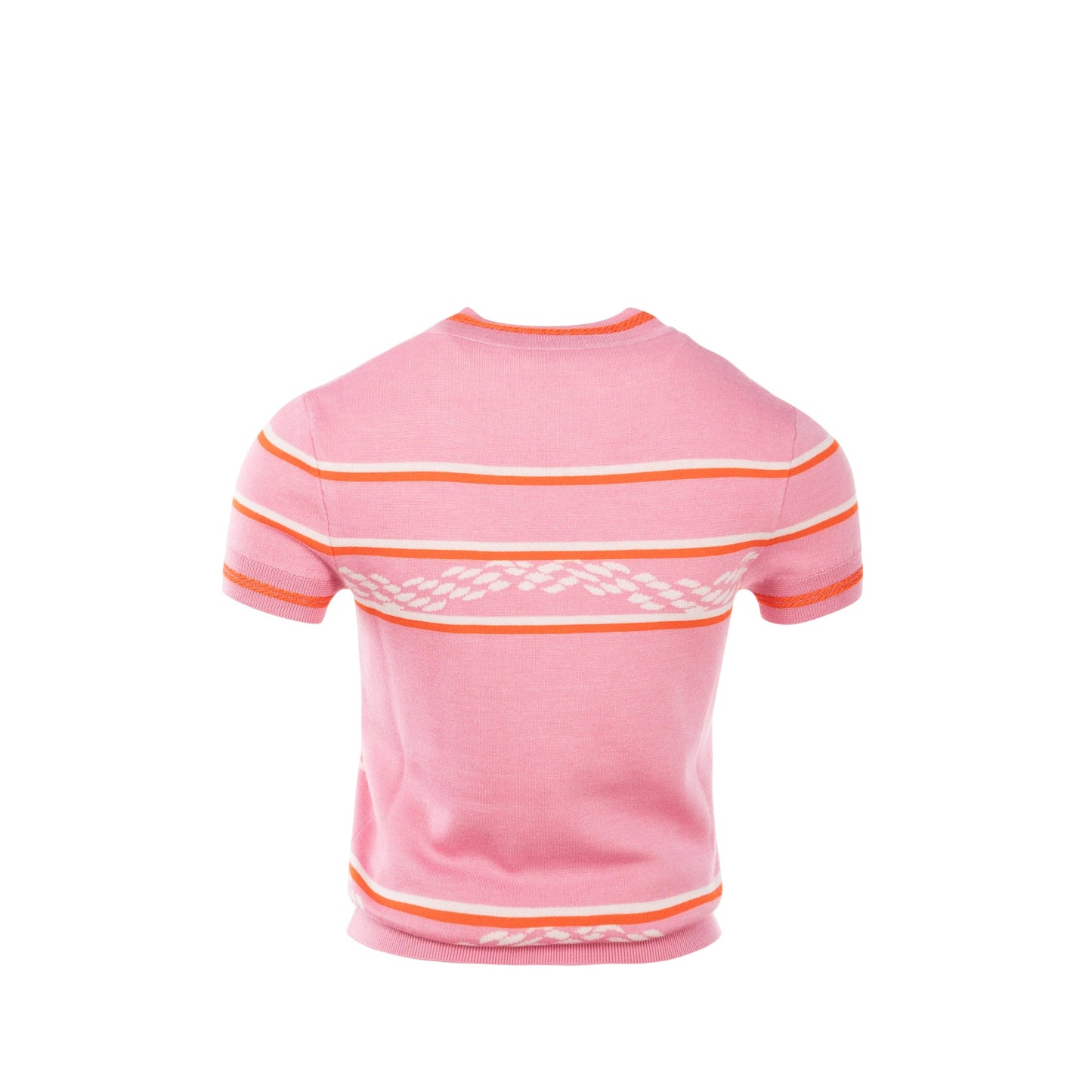 hermes size 34 short sleeve sweater cashmere / silk pink multicolour