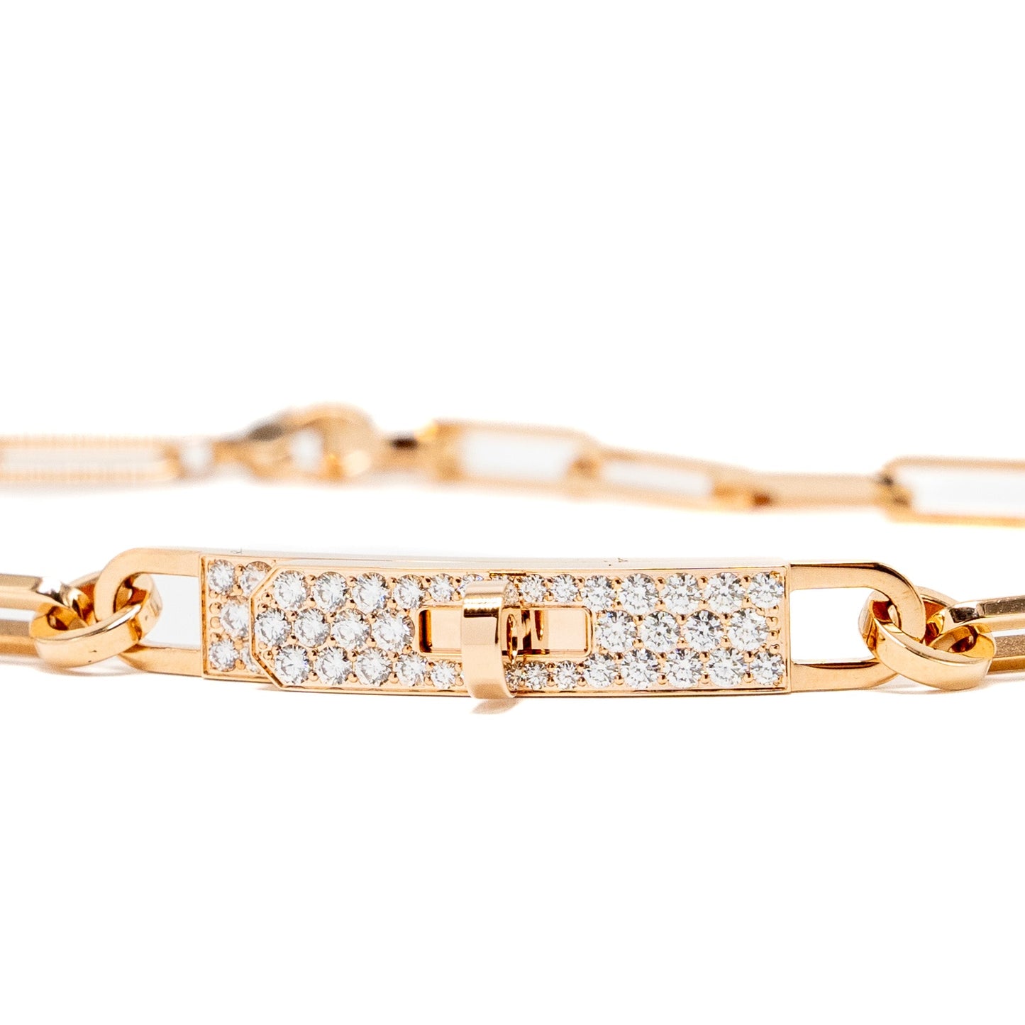 Hermes Kelly Chain Chocker/Double Bracelet Rose Gold, Diamonds