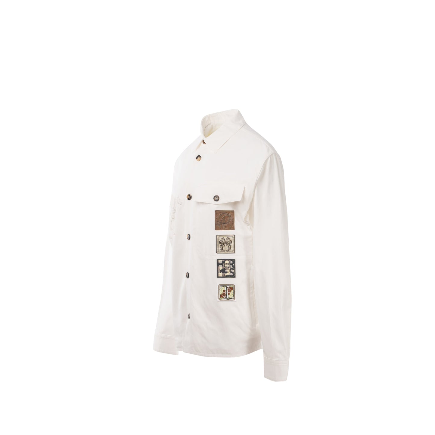 Hermes size 50 Icones Au Carre Overshirt cotton white/ multicolour