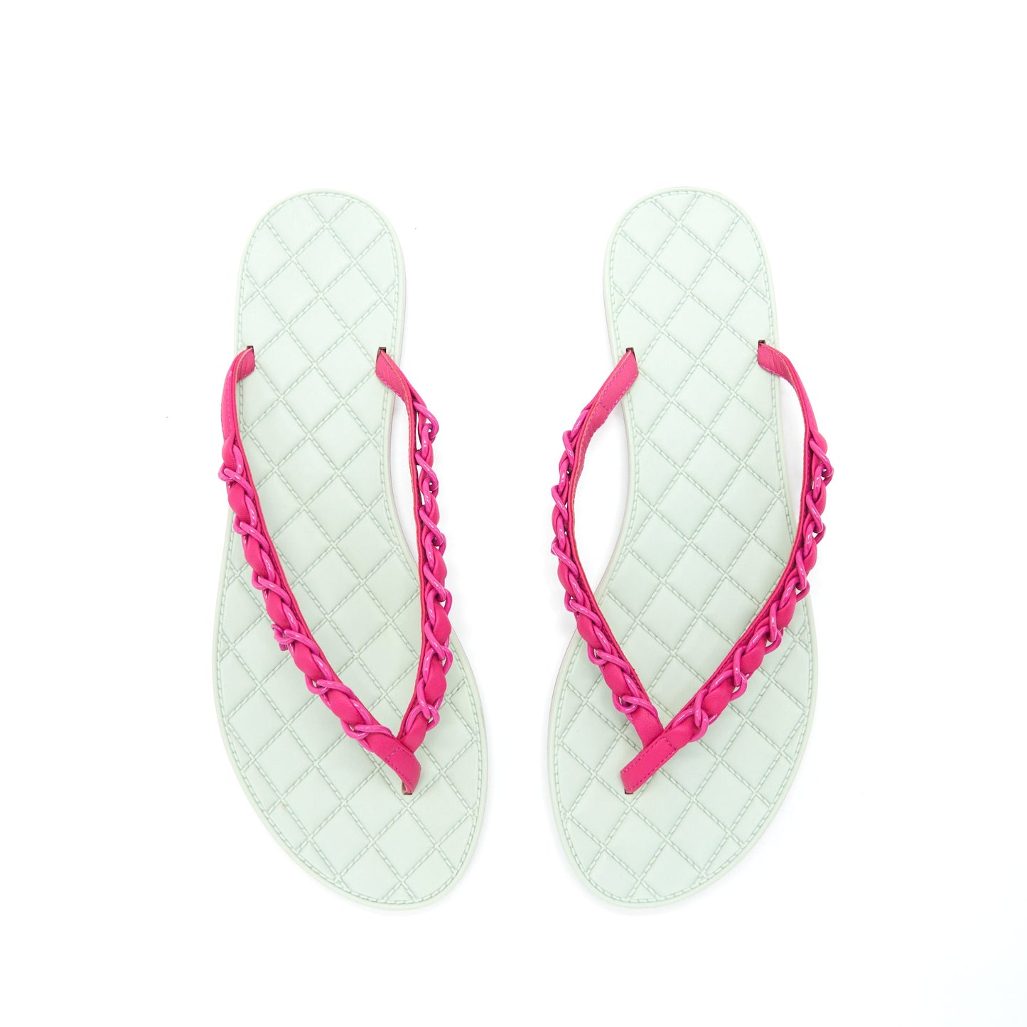Chanel Size 38.5 Slipper Mint Green/ Pink