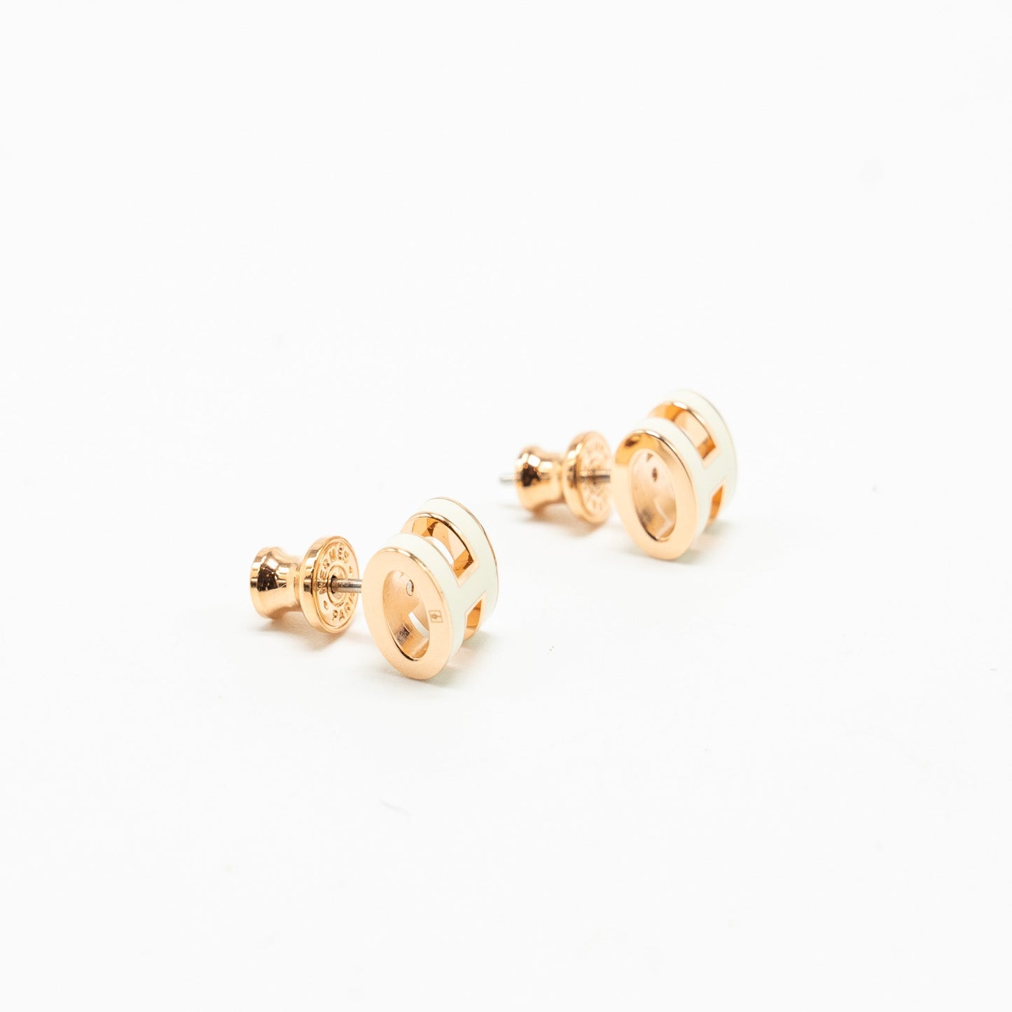 HERMES mini pop H earrings Blanc RGHW