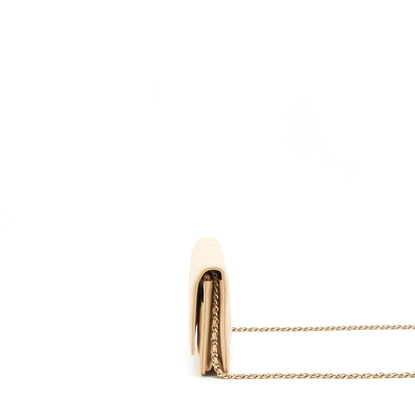 Chanel Classic Wallet On Chain Lambskin Beige LGHW(Microchip)