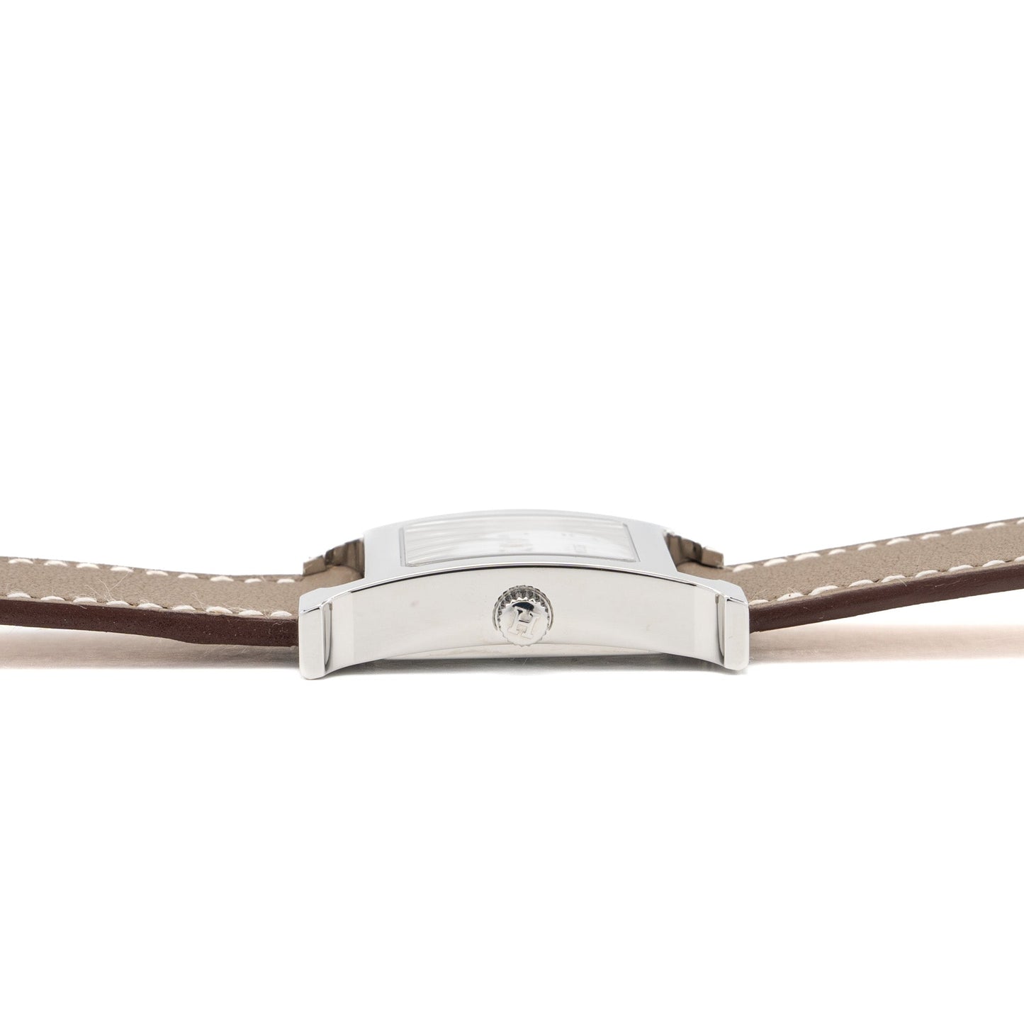 Hermes Heure Watch, small model 25mm quartz movement steel case etoupe SHW