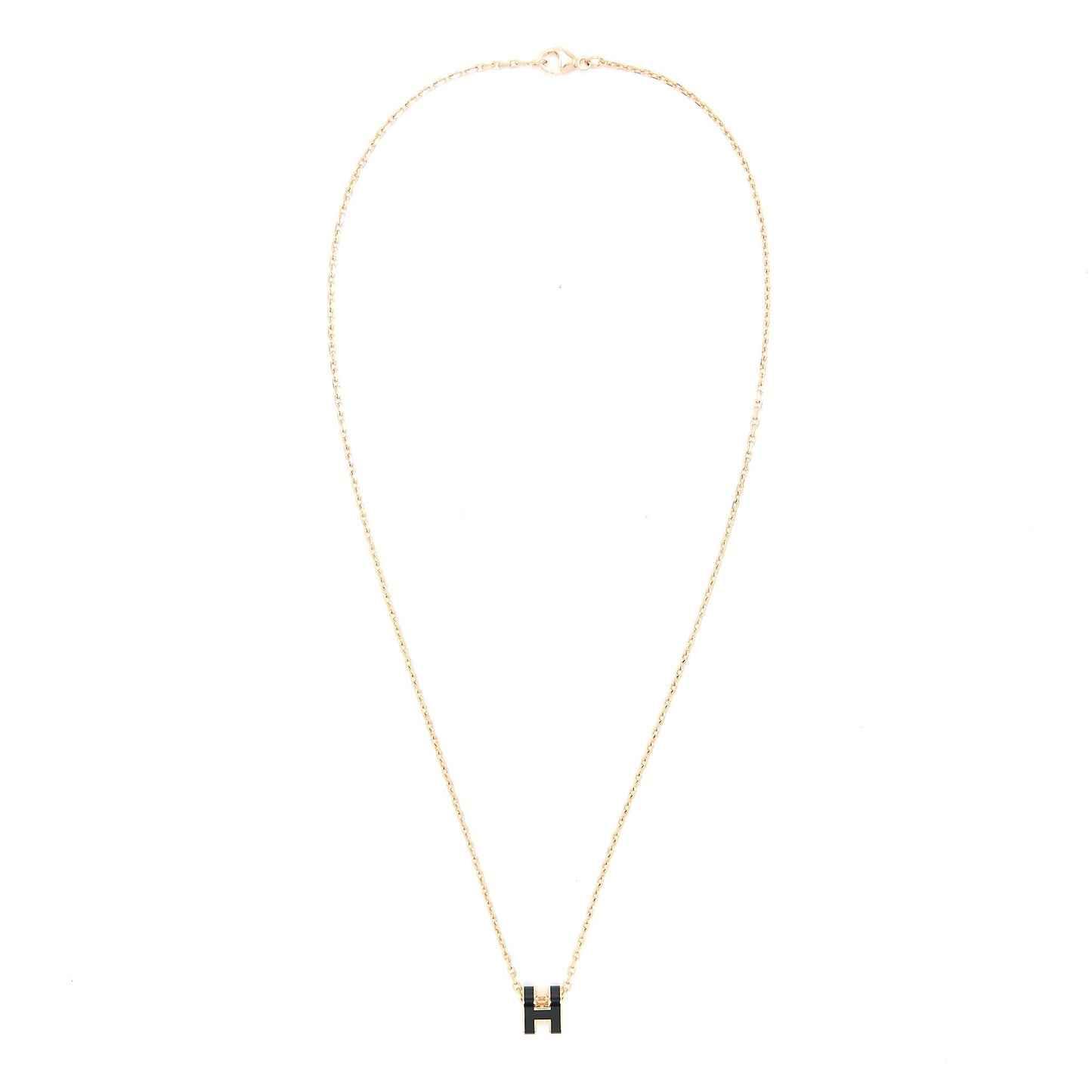 Hermes Mini Pop H Pendant Black Rose Gold Tone