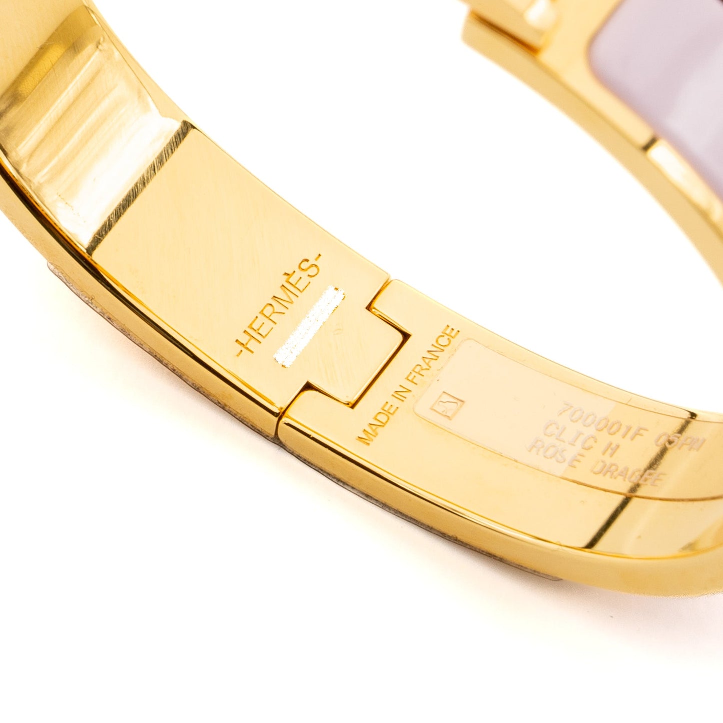 Hermes size PM clic H bracelet Rose Dragee GHW