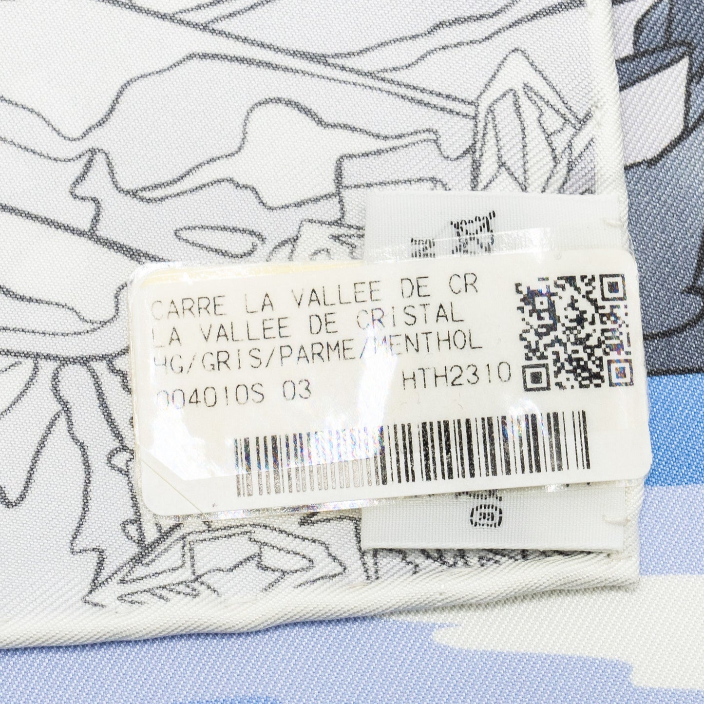 Hermes 90*90 cm silk scarf La Vallee De Cristal Gris/Parme/Menthol