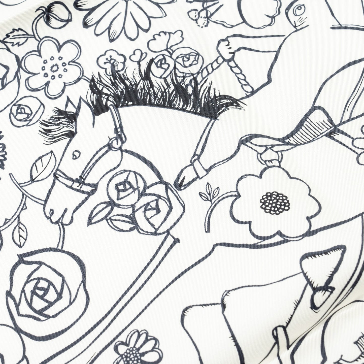Hermes 90*90 silk scarf Mille et un Lapins white/ black