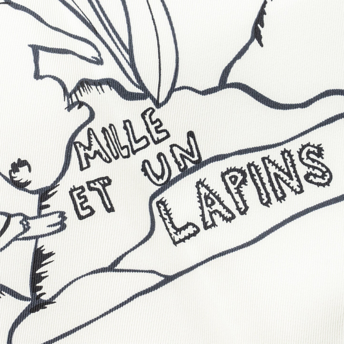 Hermes 90*90 silk scarf Mille et un Lapins white/ black