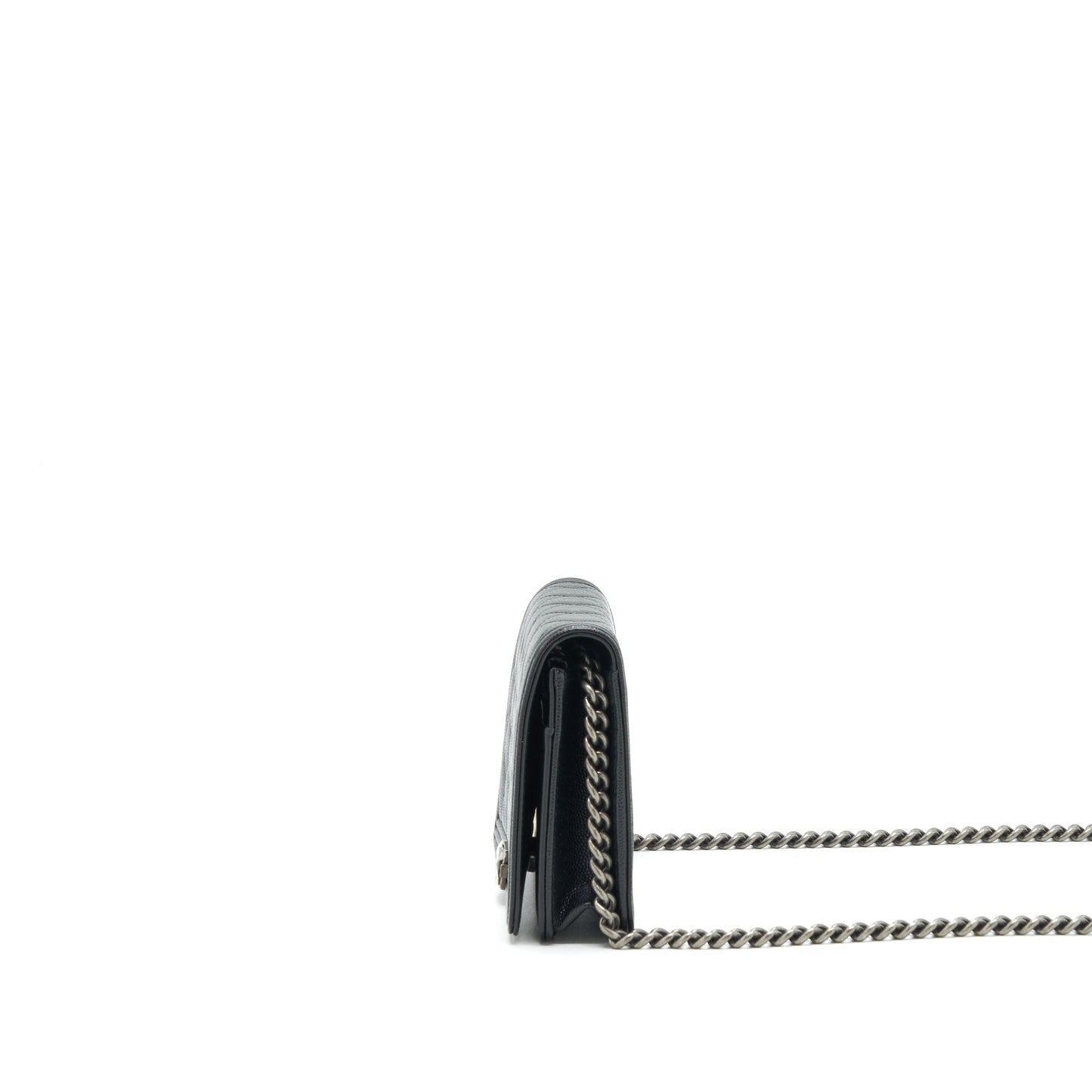 Chanel Boy Wallet On Chain Caviar Black Ruthenium Sliver Hardware (Microchip)