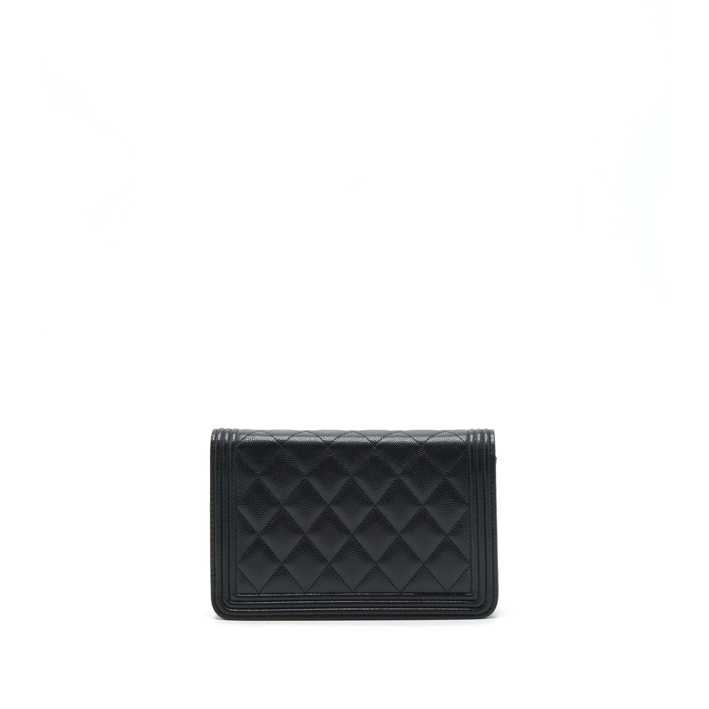 Chanel Boy Wallet On Chain Caviar Black Ruthenium Sliver Hardware (Microchip)