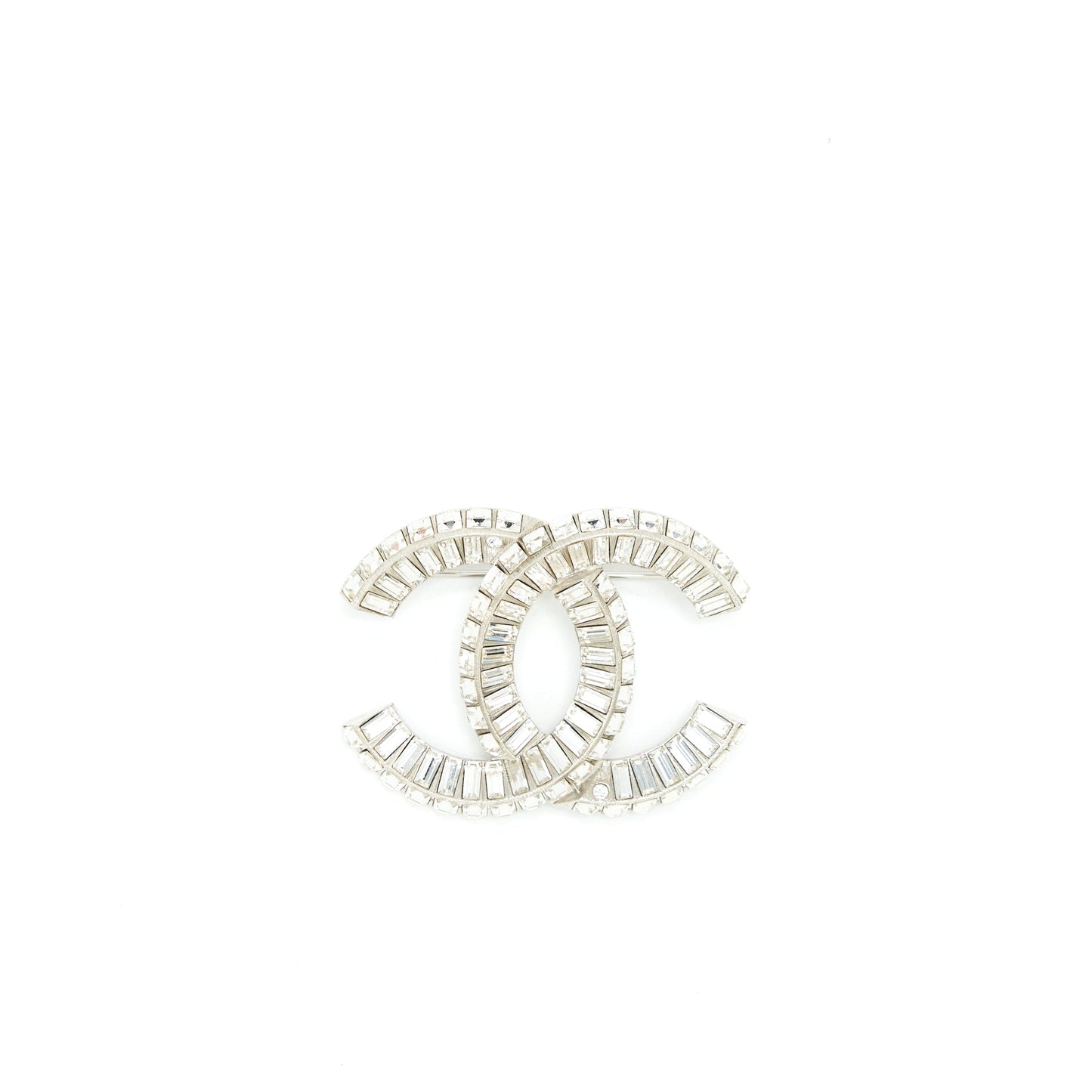 Chanel Metal And Strass Brooch Silver Tone
