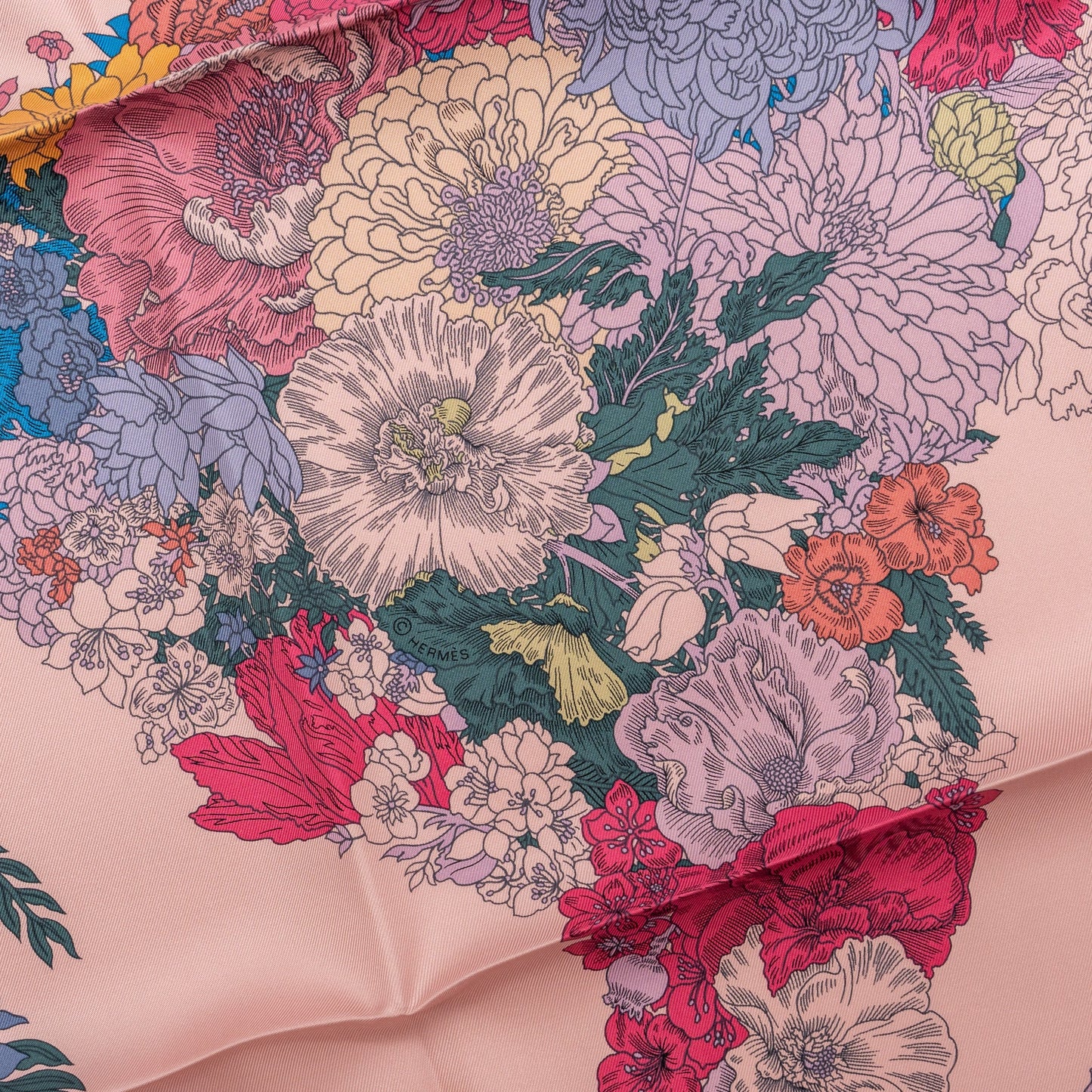 Hermes 90cm Silk Scarf Robe Legere EC/Rose Hortensia/Ble