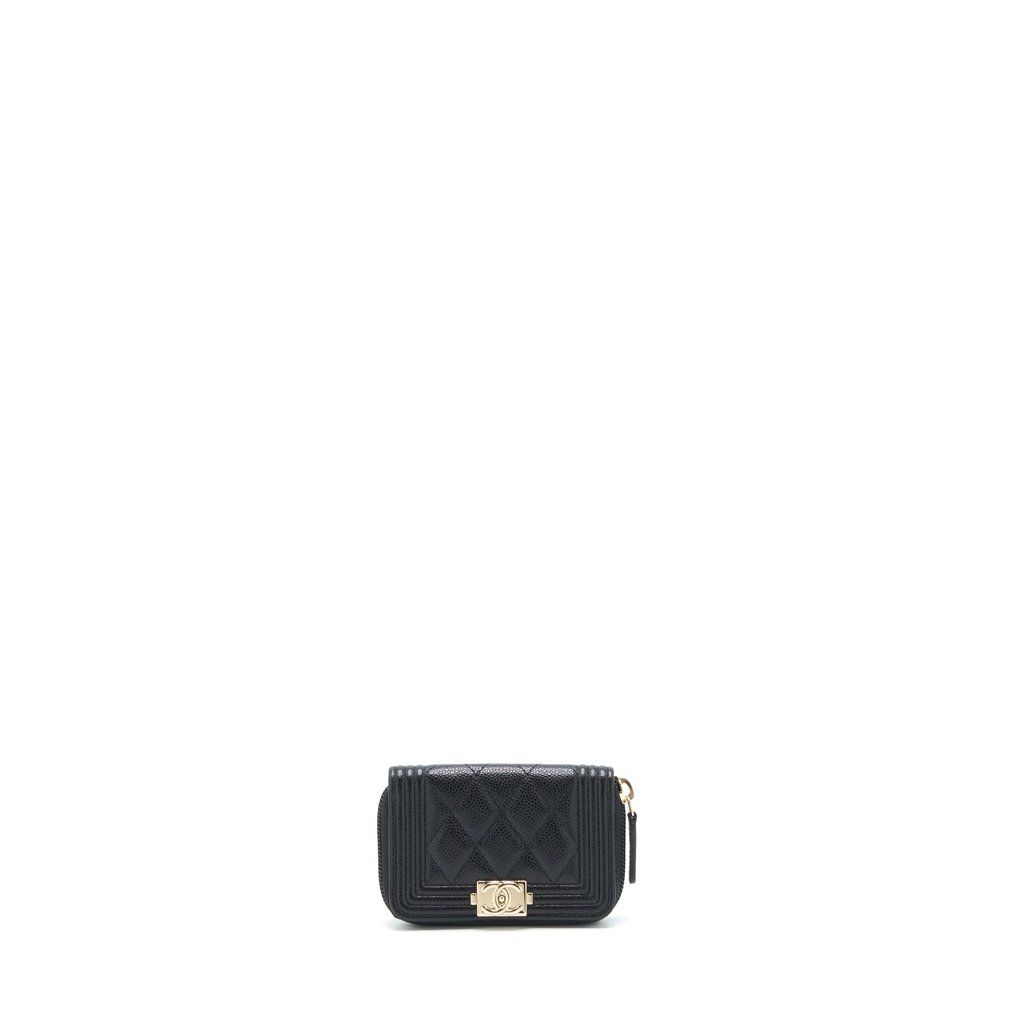 Chanel Classic Boy Zip Cardholder Caviar Black LGHW