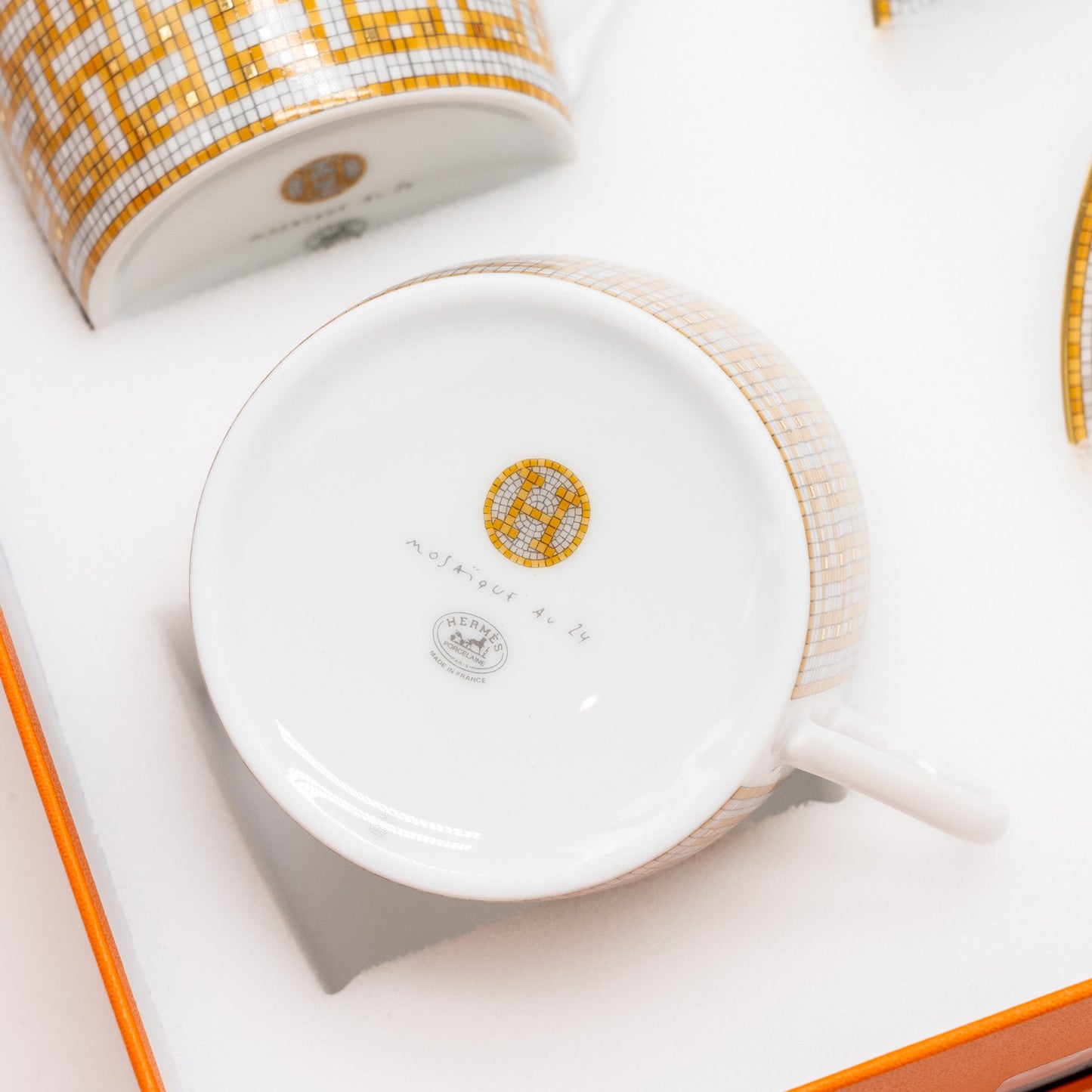 Hermes Mosaique AU 24 Orange Cup and Saucer (2 Sets)