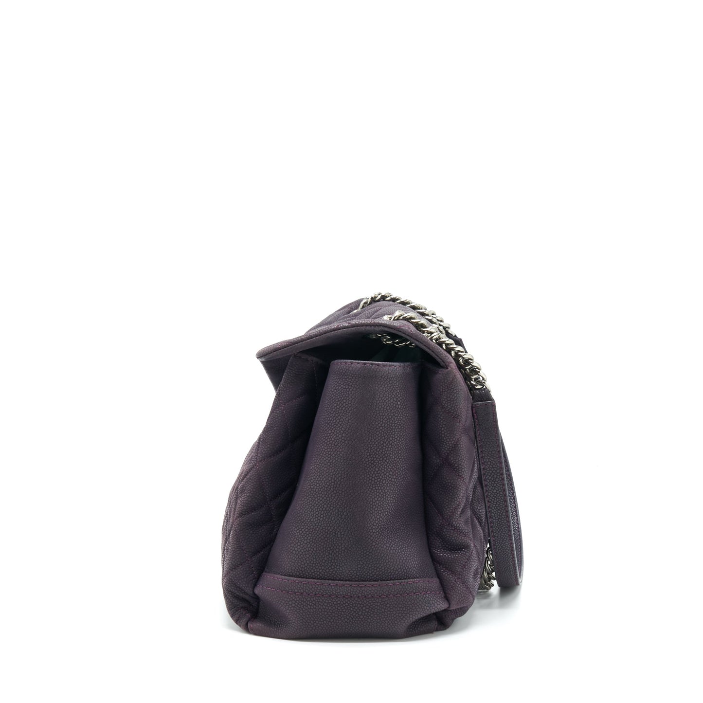 Chanel Flap Tote Bag With Chain Grained Calfskin Dark Purple SHW