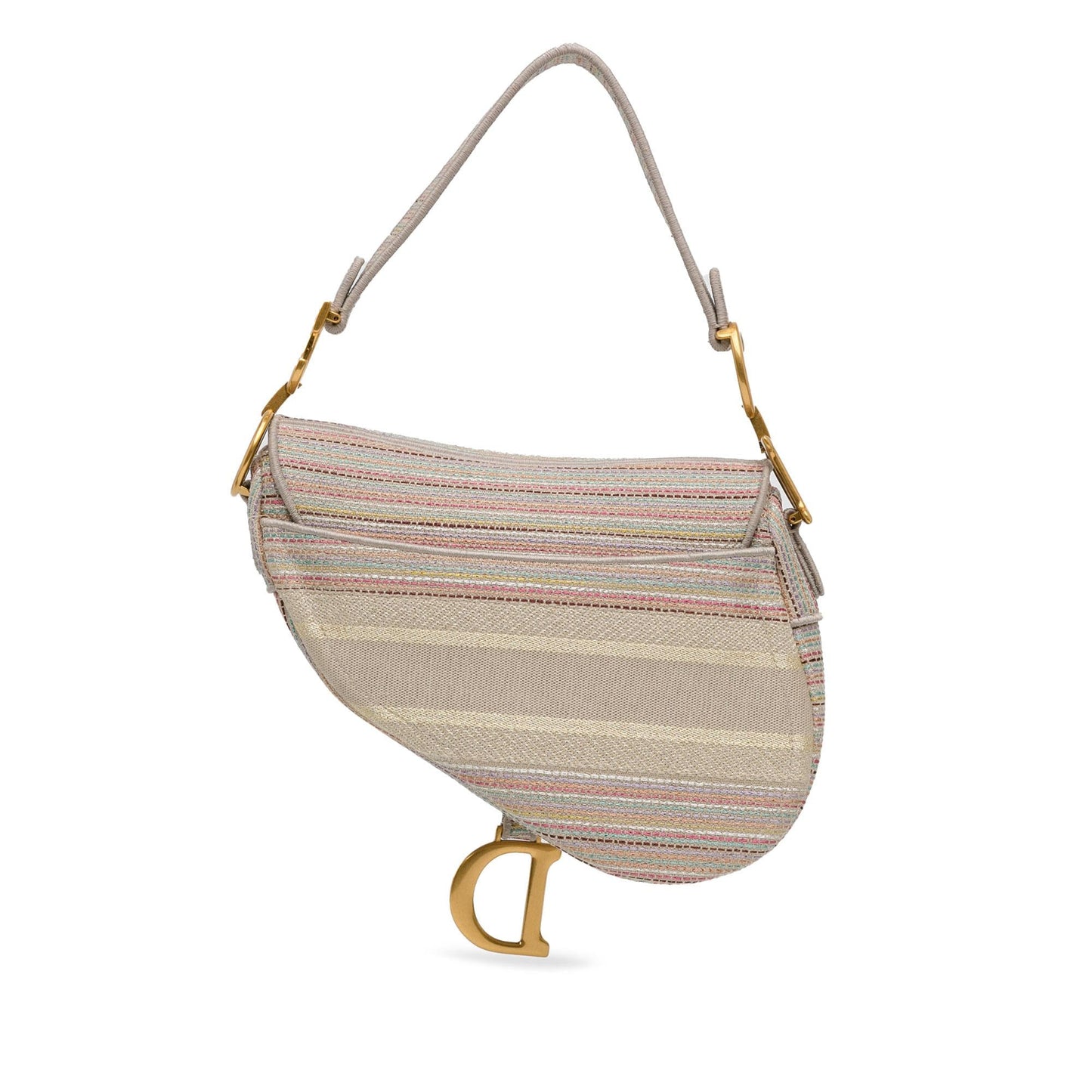 Dior Embroidered Canvas Stripes Saddle Bag (SHG-QrmhiD)