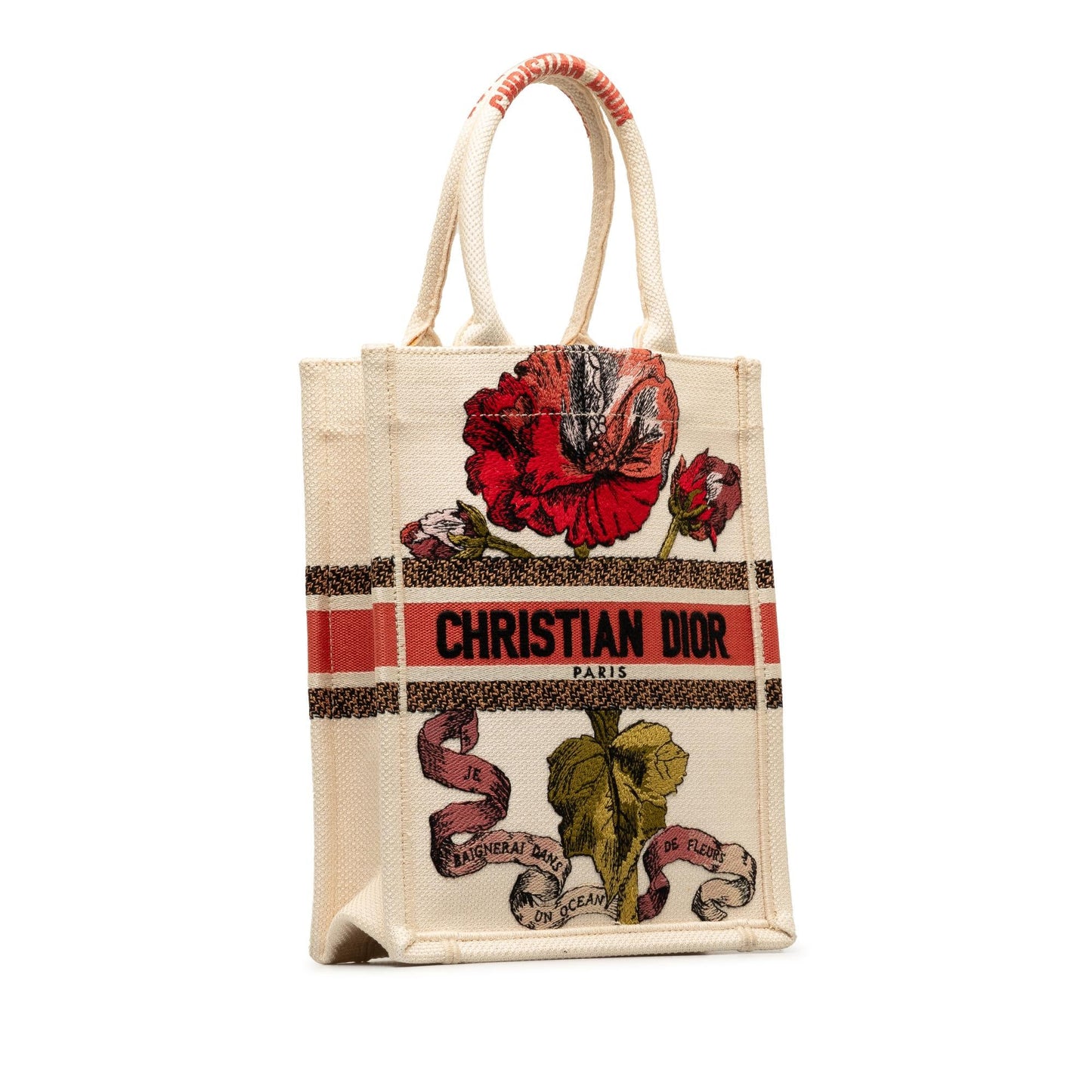 Dior Fleurs Bibliques Embroidery Vertical Book Tote (SHG-LStWkg)